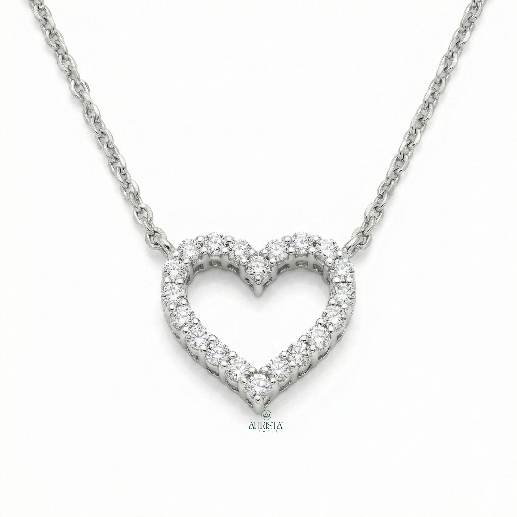 Hold Forever of Round Diamond Pendant in White Gold