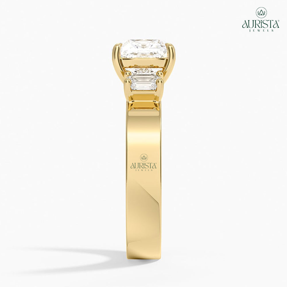 Forever Gleam Yellow Gold Ring with Asscher Diamond