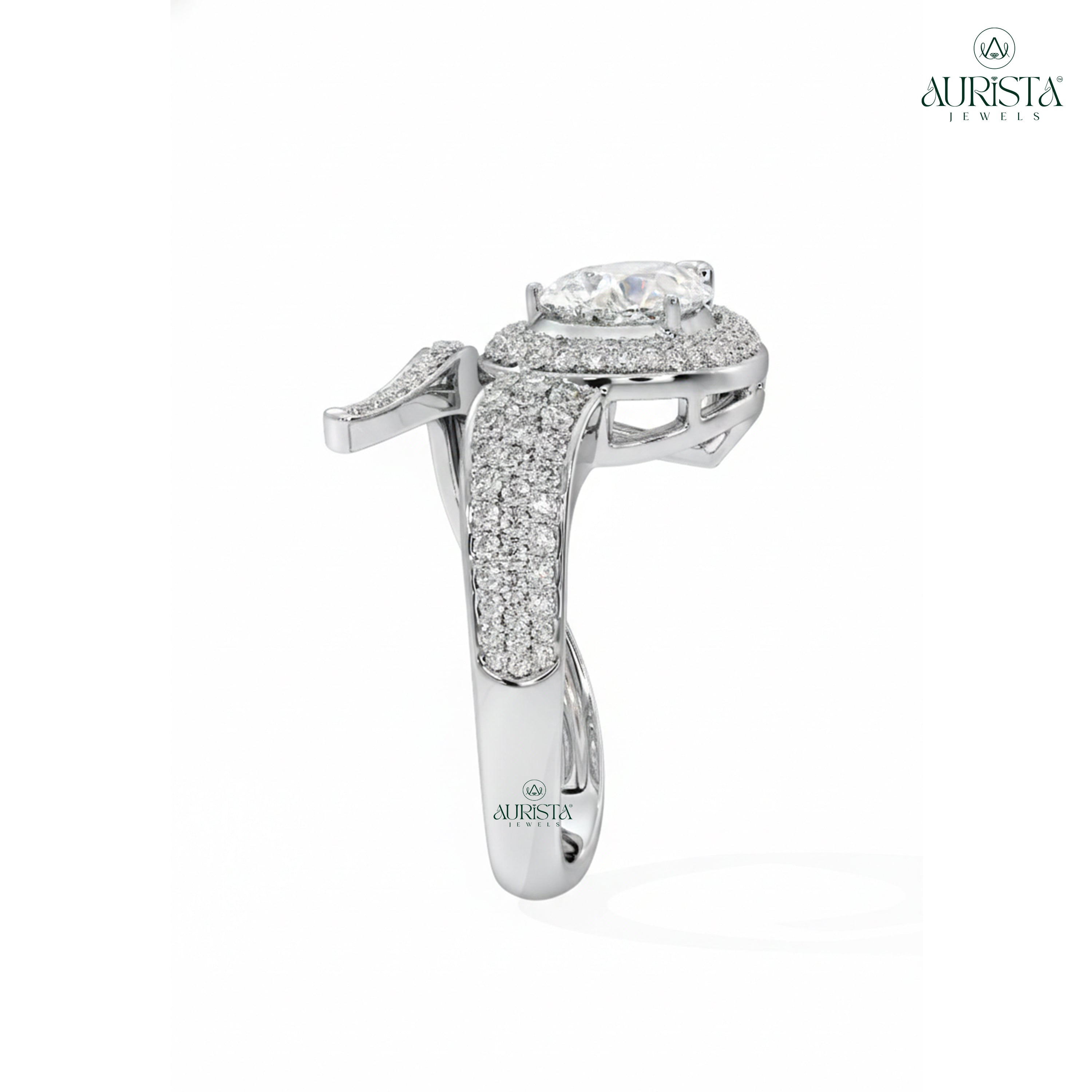 Heart’s Whisper – White Gold Ring with Pear Diamond