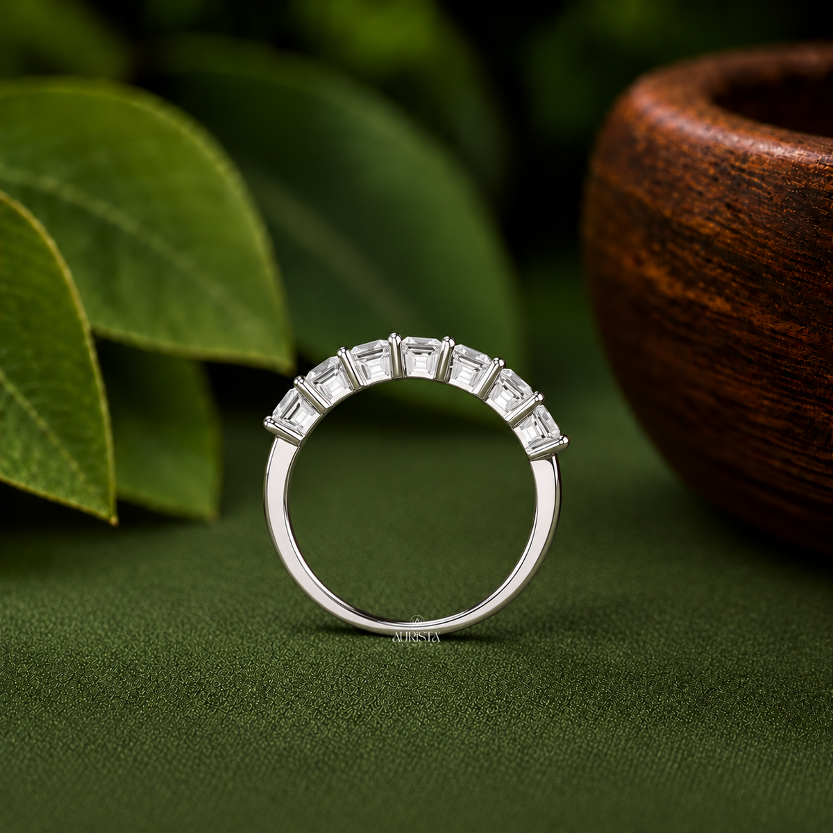 Princess Cut Lab Grown Diamond Eternity Band, Stackable Wedding Ring