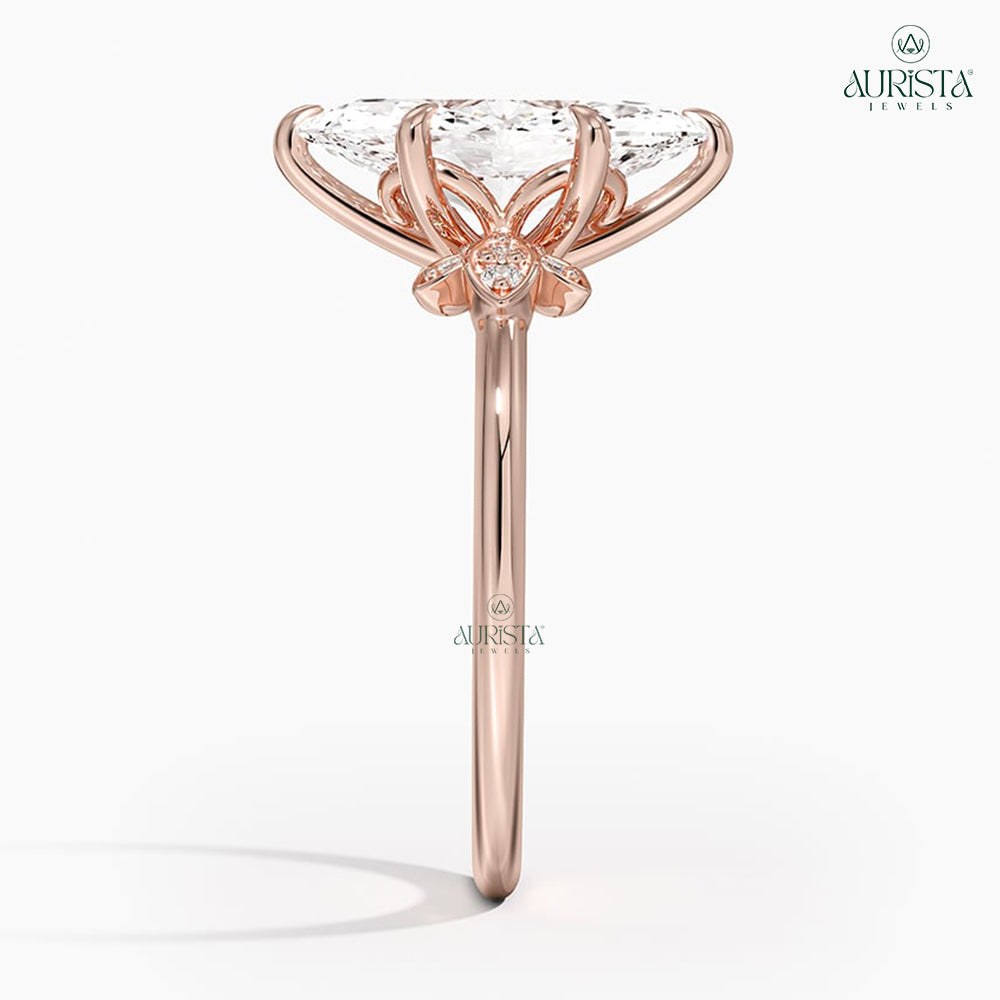 Grace in Light Rose Gold Ring with Marquise Diamond
