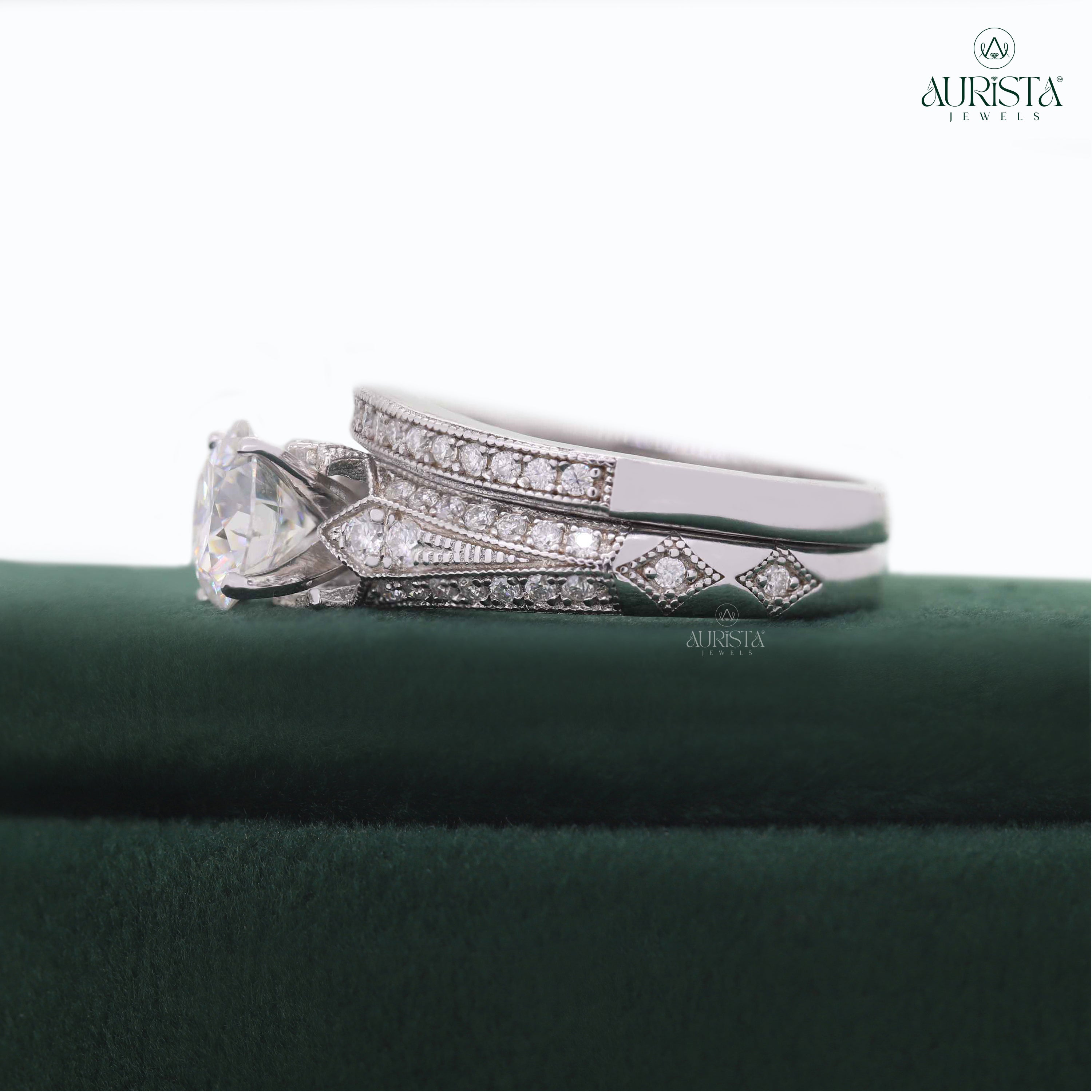 Eternal Touch – Custom Round White Diamond Ring With Band