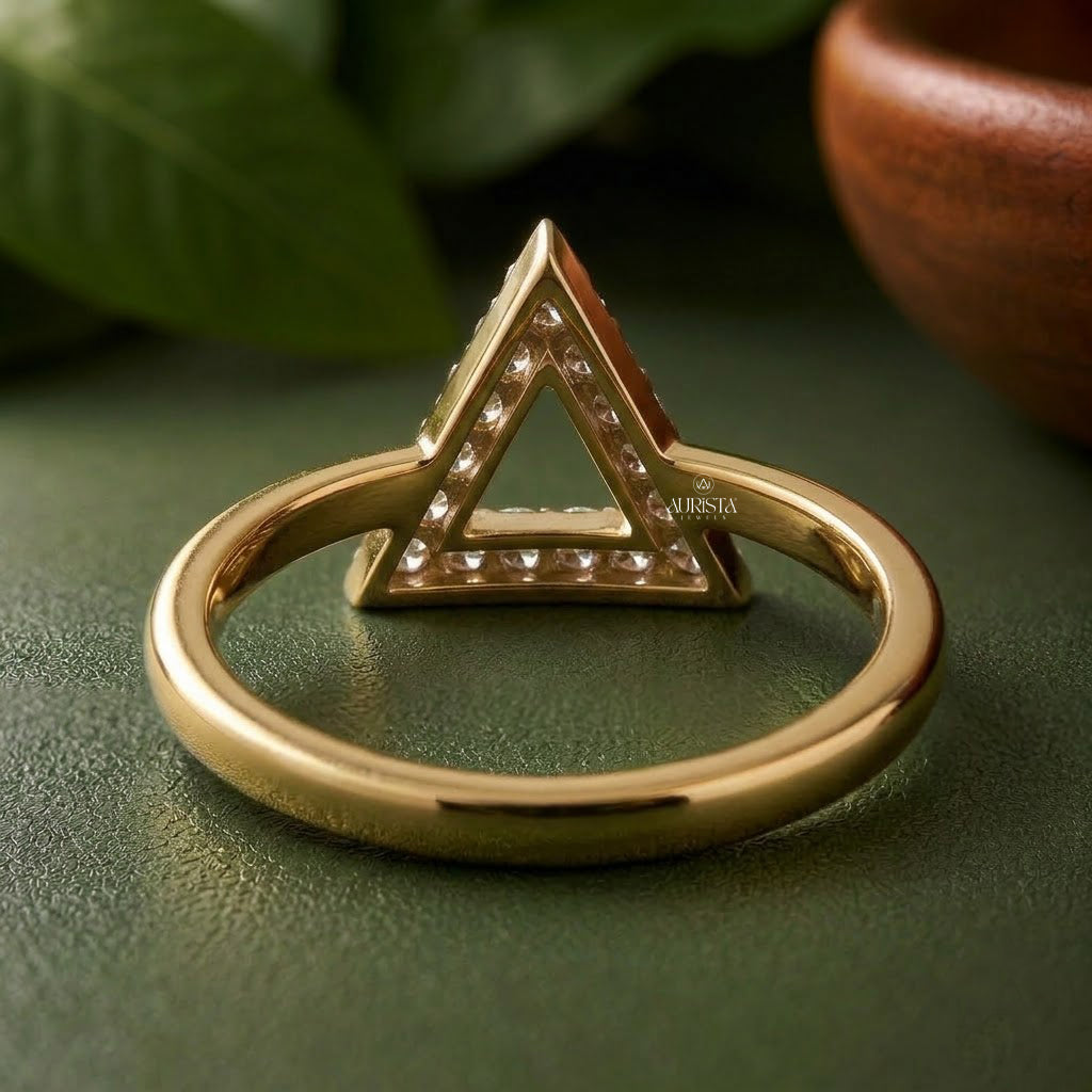 Lab Grown Diamond Gold Geometric Triangle Band Modern Statement Ring Unique