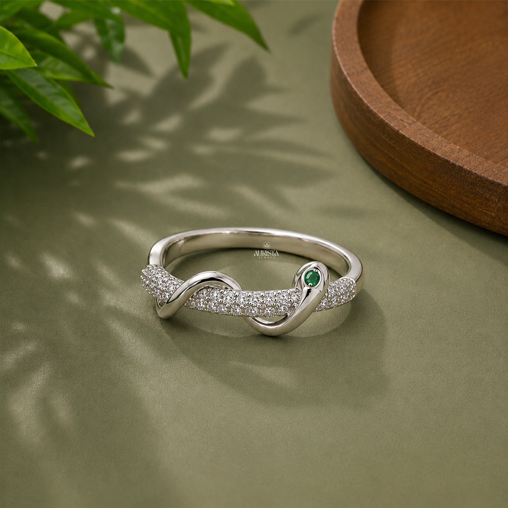 Twisted Round Moissanite Pave Ring, Infinity Silver Band, Delicate Stacking Promise