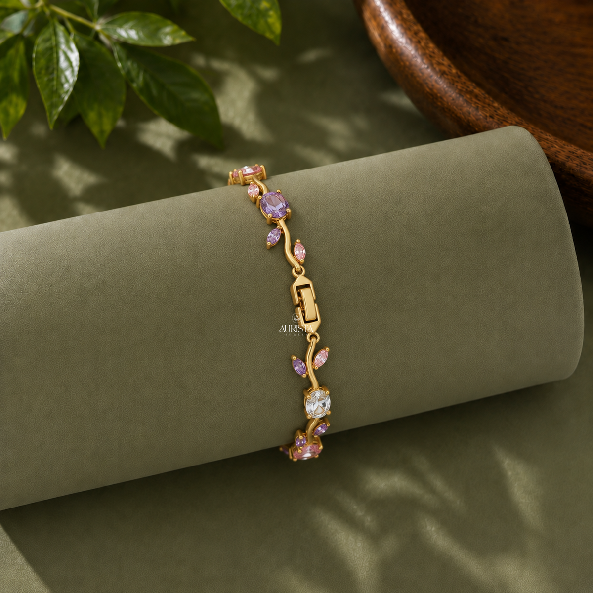 Multi Color Diamond Botanical Vine Bracelet Lab Grown in Diamond Fine Jewelry