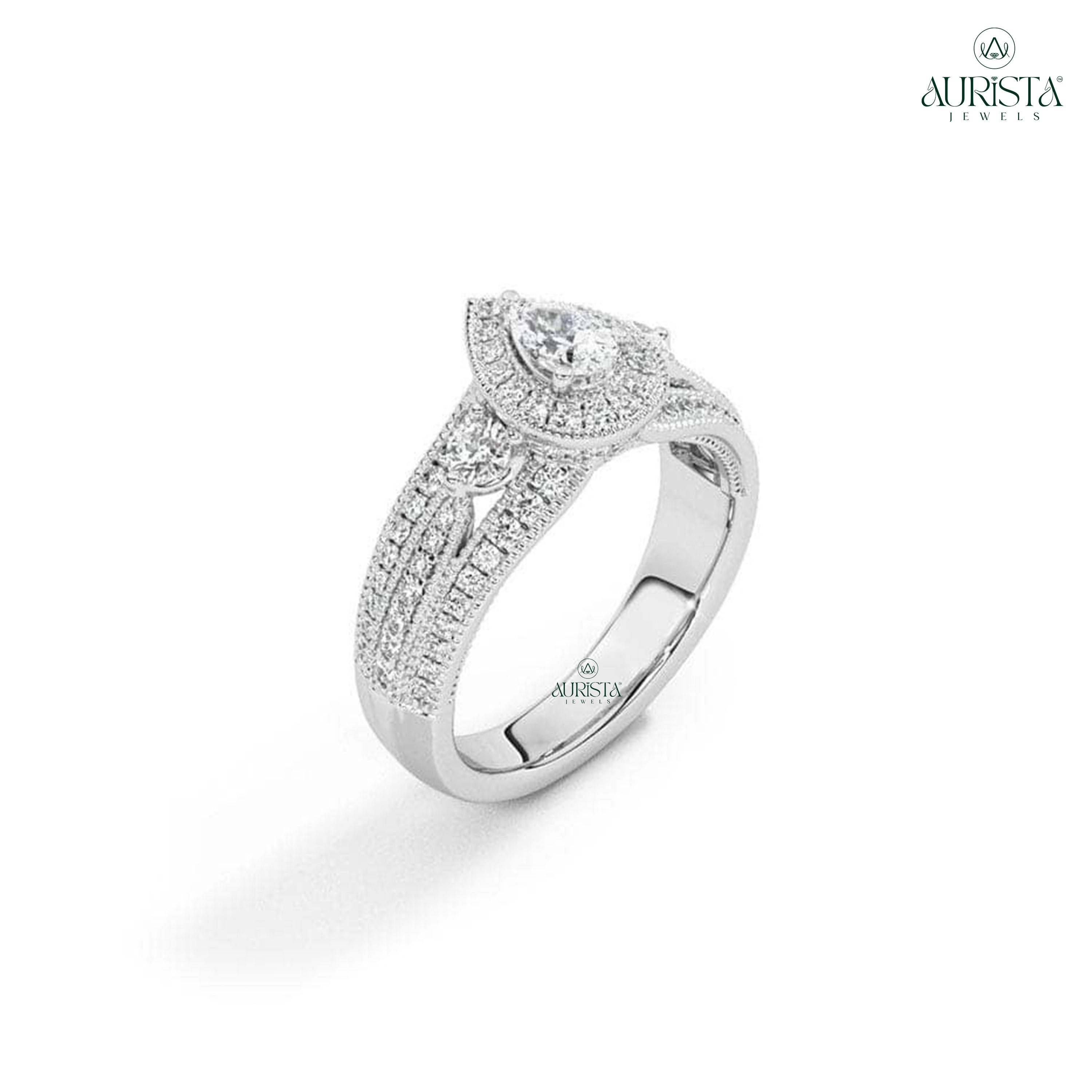 Bound in Time – White Gold Band with Pear Diamond