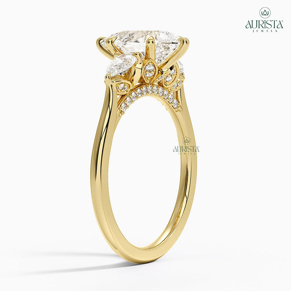 Promise Spark Yellow Gold Ring with Pear Diamond