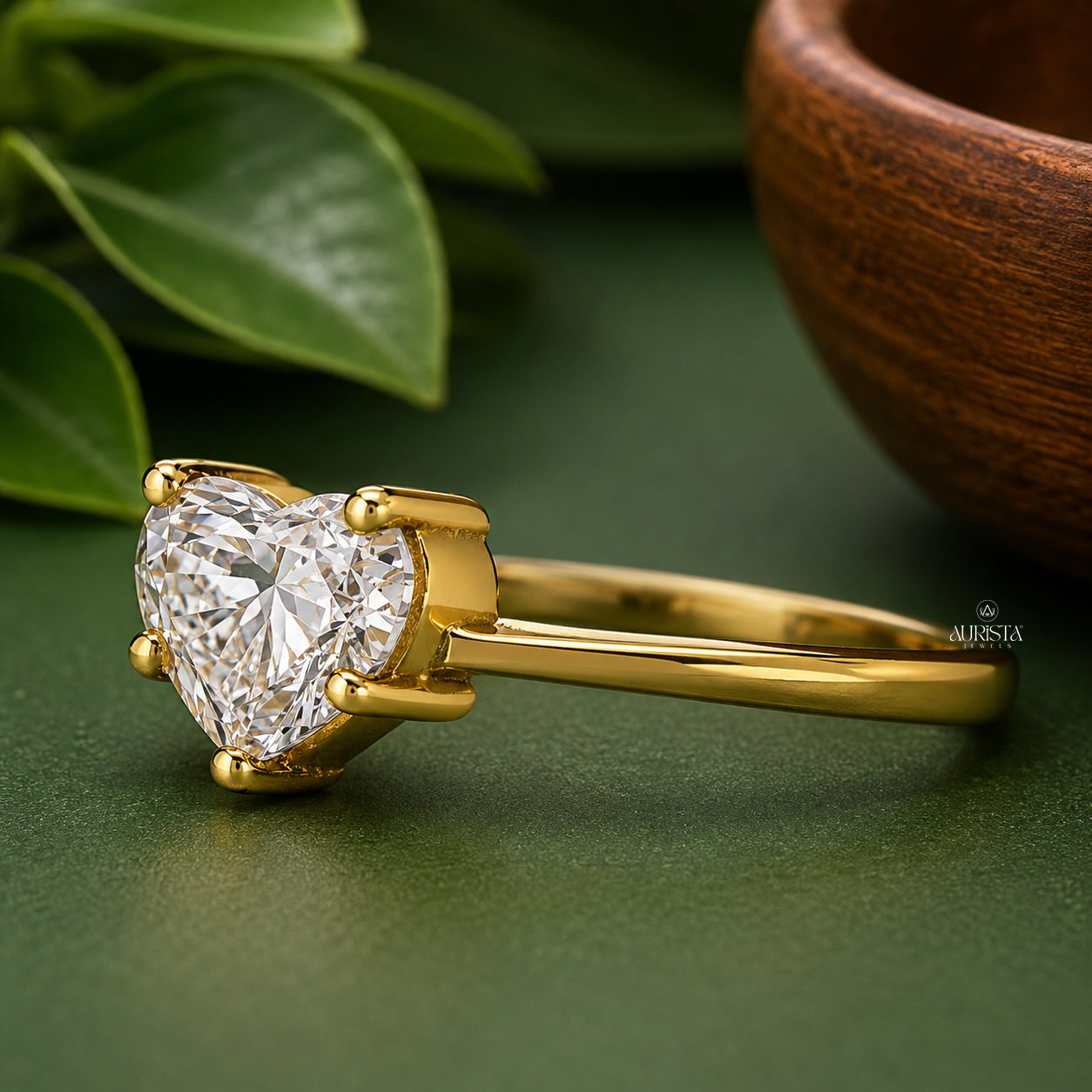 Heart Shape Lab Grown Diamond Ring, Minimalist Engagement Wedding Ring Solitaire Band