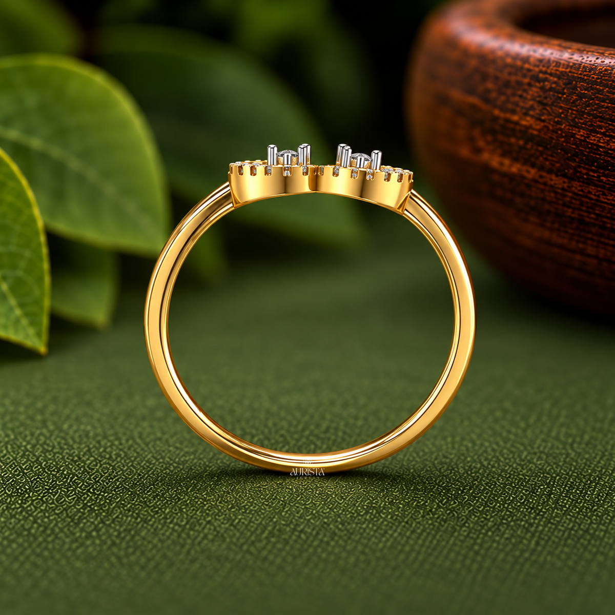 Dual Square Halo Bypass Ring Lab Grown in Diamond Luxury Gold Jewelry