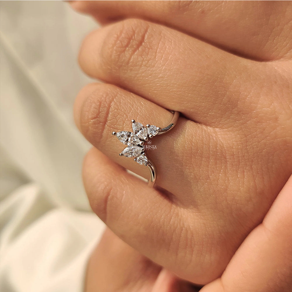 Timeless Union – White Gold Band with Marquise and Round Diamond