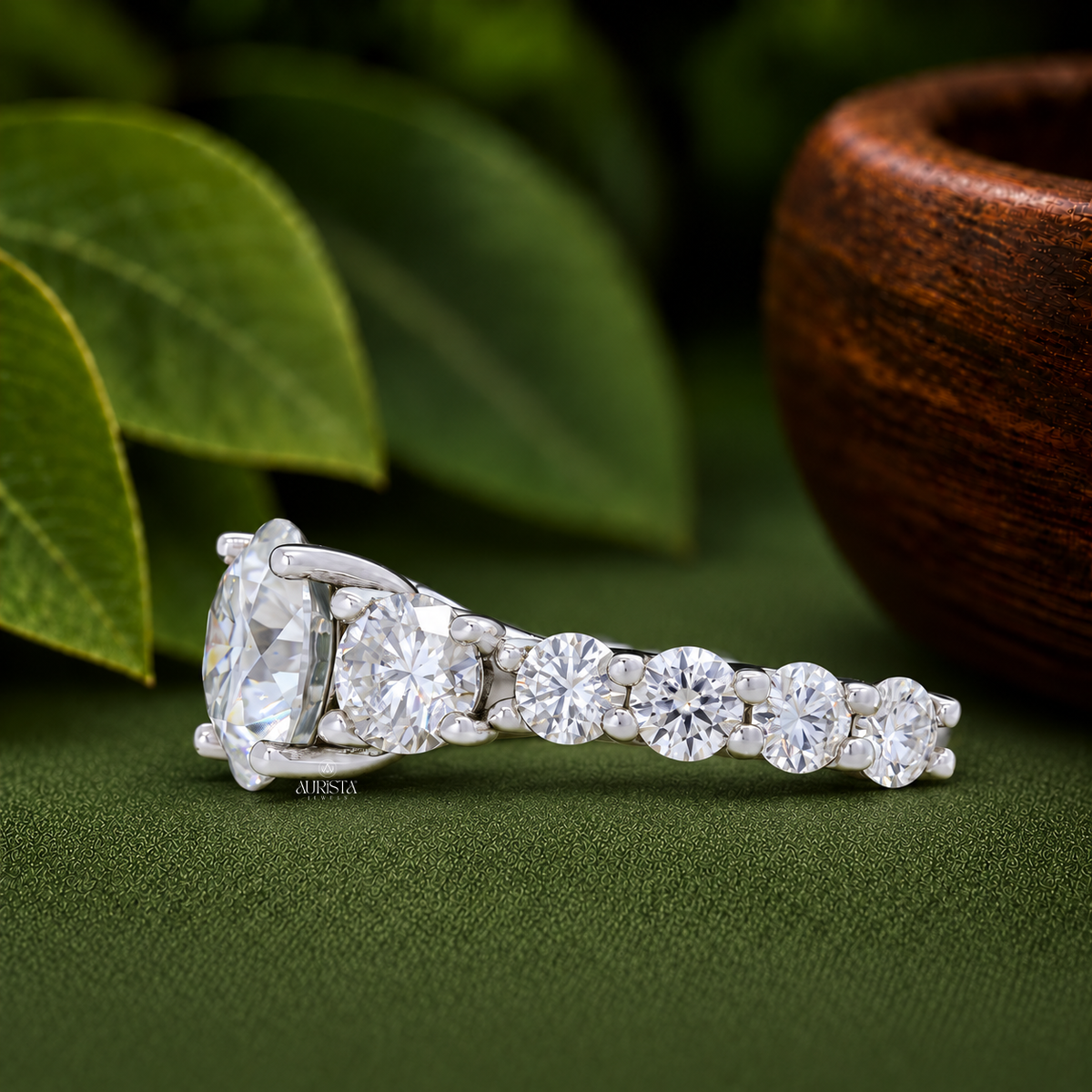 4 CT Round Cut Lab Grown Diamond Ring, Three Stone Engagement Ring, Luxury Bridal