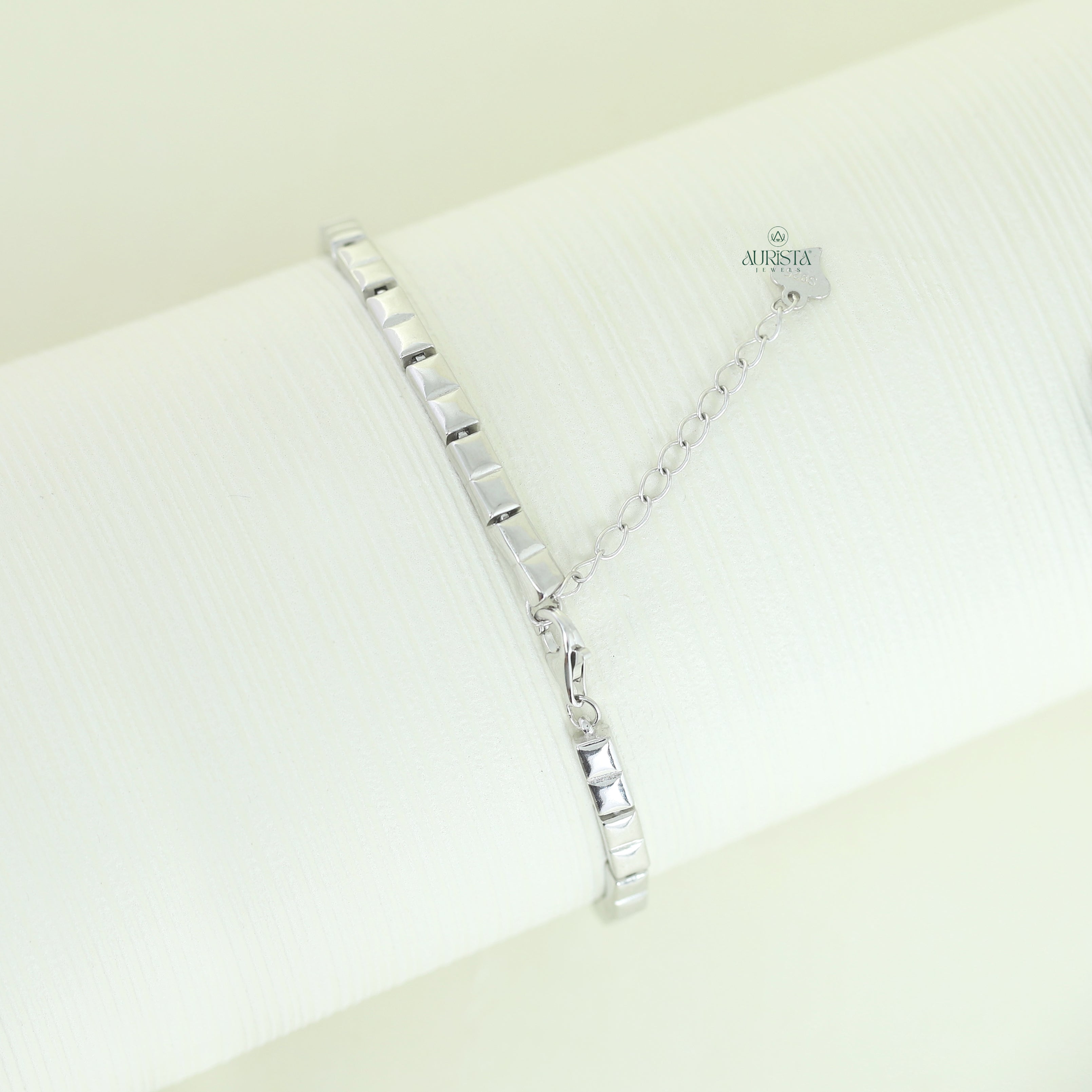 Round Moissanite Square Halo Link Bracelet, Geometric Bridal Wedding Jewelry Gifts For Her
