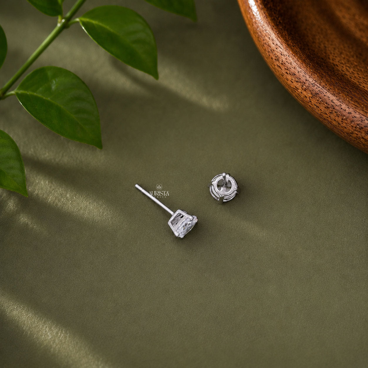 Round Cut Moissanite Stud Earrings - 4 Prong Solitaire Sterling  Studs