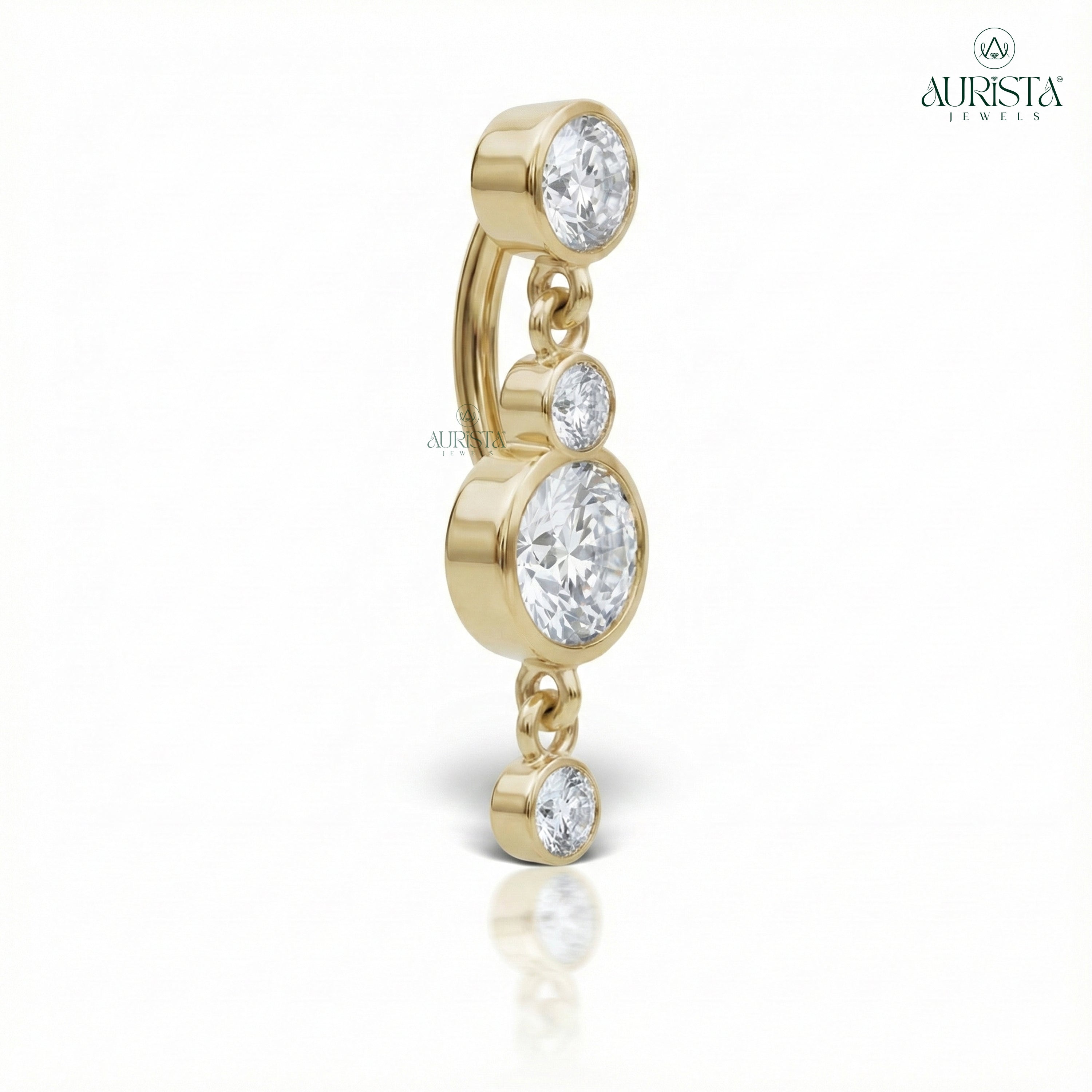 Timeless Romance Rose Gold Round Diamond Belly Button Ring