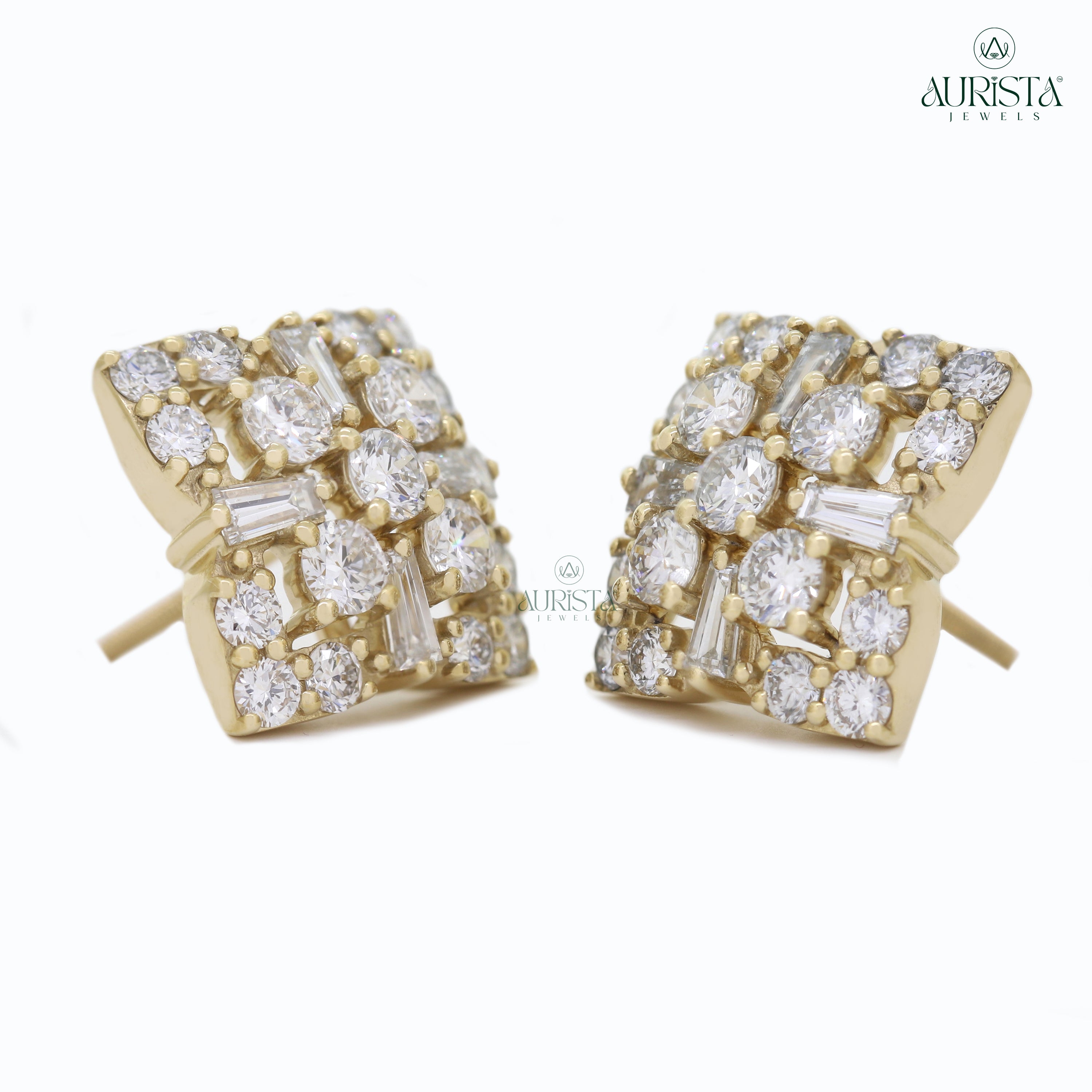 Pure Elegance – Yellow Gold Diamond Earrings