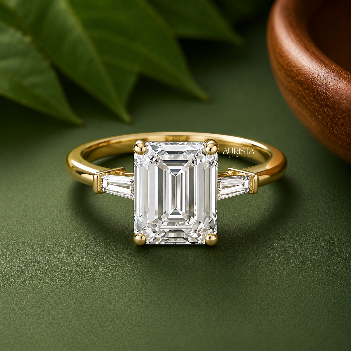 Emerald Lab Grown Diamond Ring, Tapered Baguette Promise Ring Anniversary Band