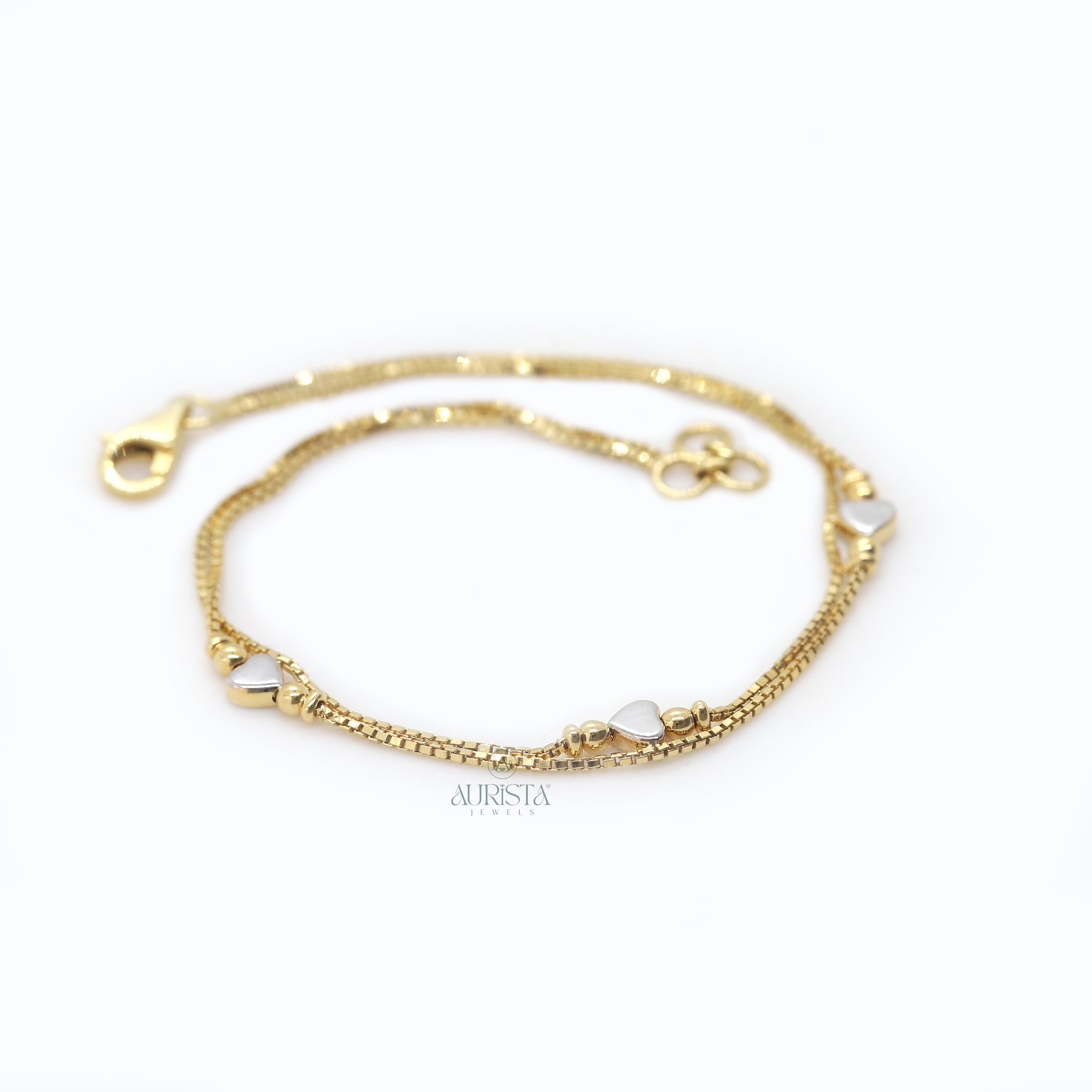 Shine of Love – Double Layer Heart Box-Chain Bracelet