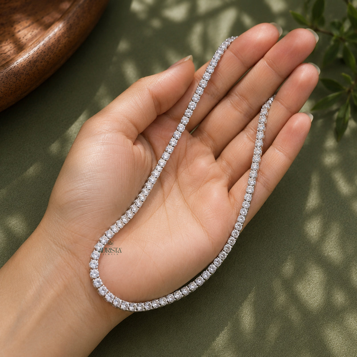 Classic Moissanite Tennis Necklace Round Cut Solitaire Chain Wedding Jewelry