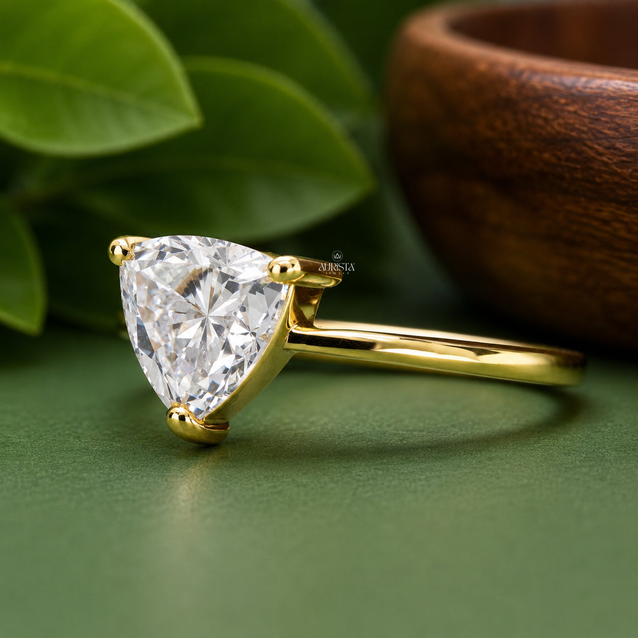 Trillion Cut Lab Grown Diamond Ring, Minimalist Engagement Wedding Ring Solitaire