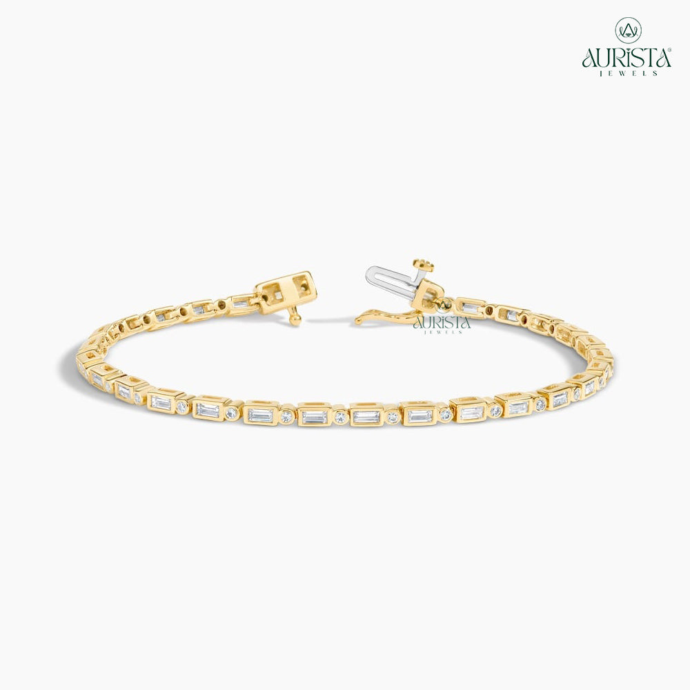 Radiant Vows Yellow Gold Bracelet with Baguette Diamonds