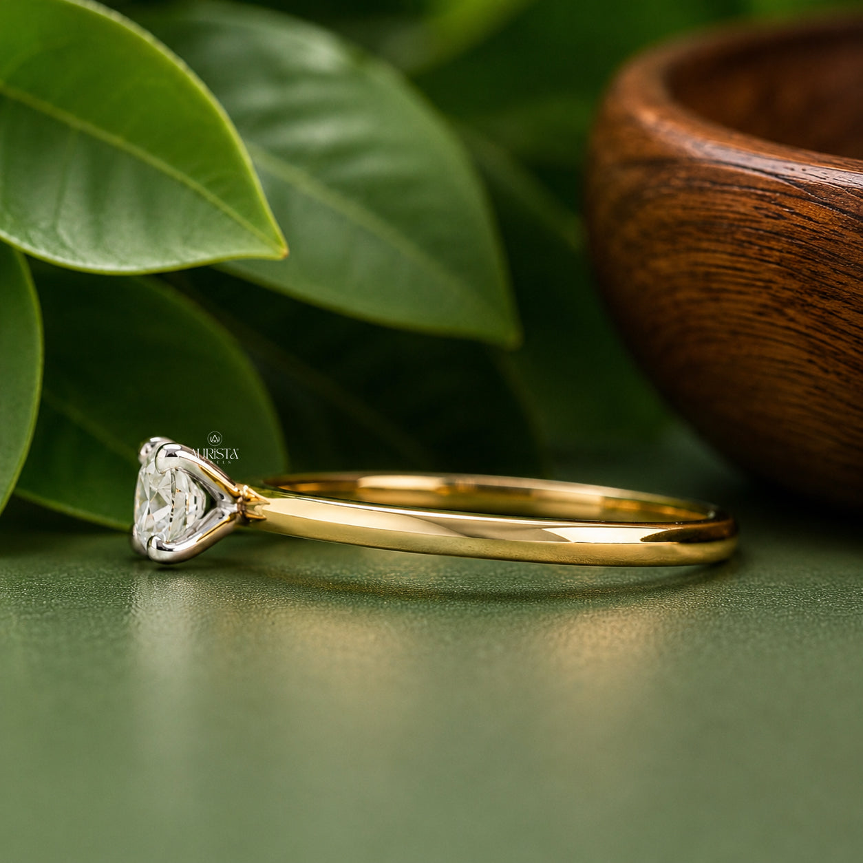 Round Cut Lab Grown Diamond Ring,Solitaire Band Minimalist Engagement Wedding Ring