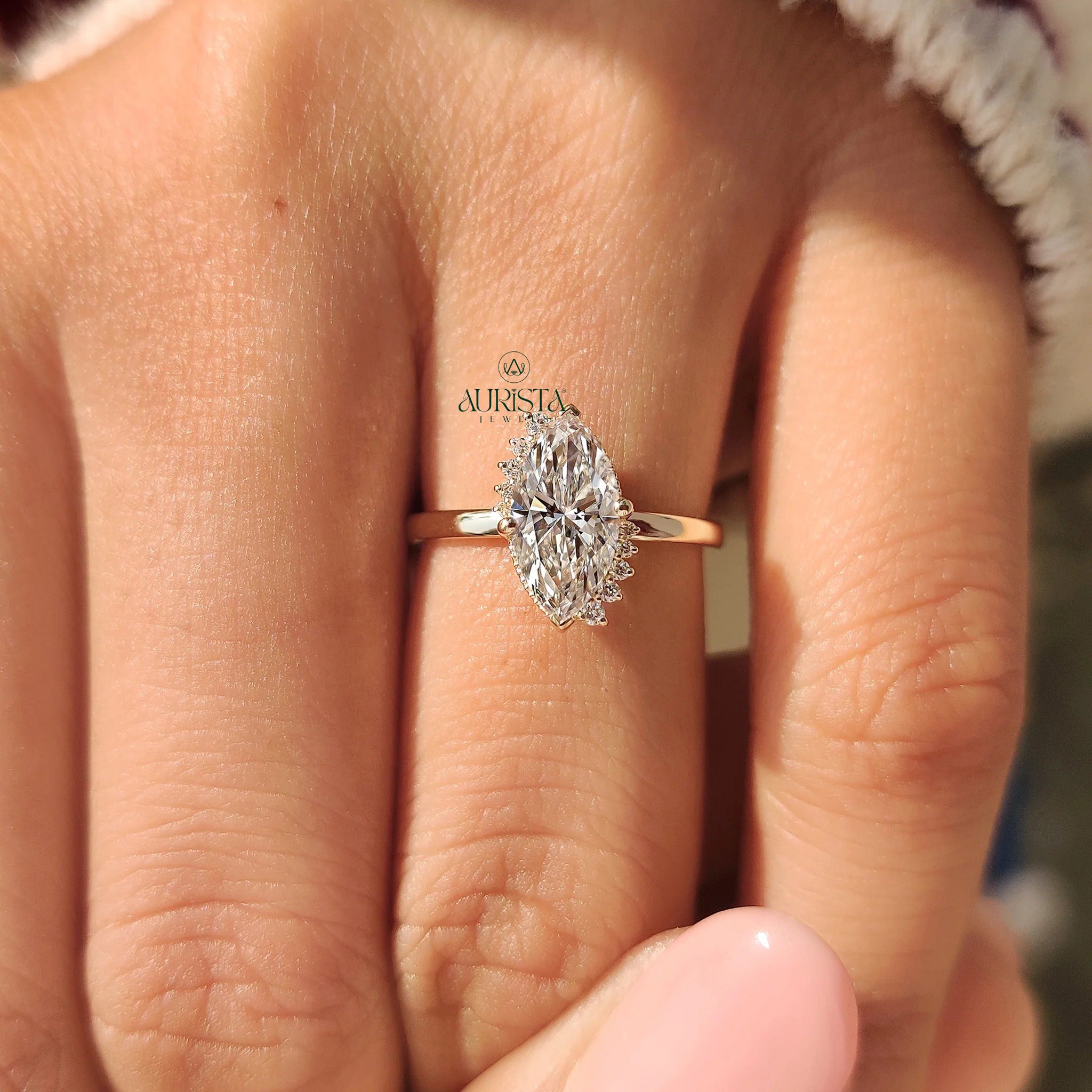 Marquise Diamond Crown Ring in Tiara Band