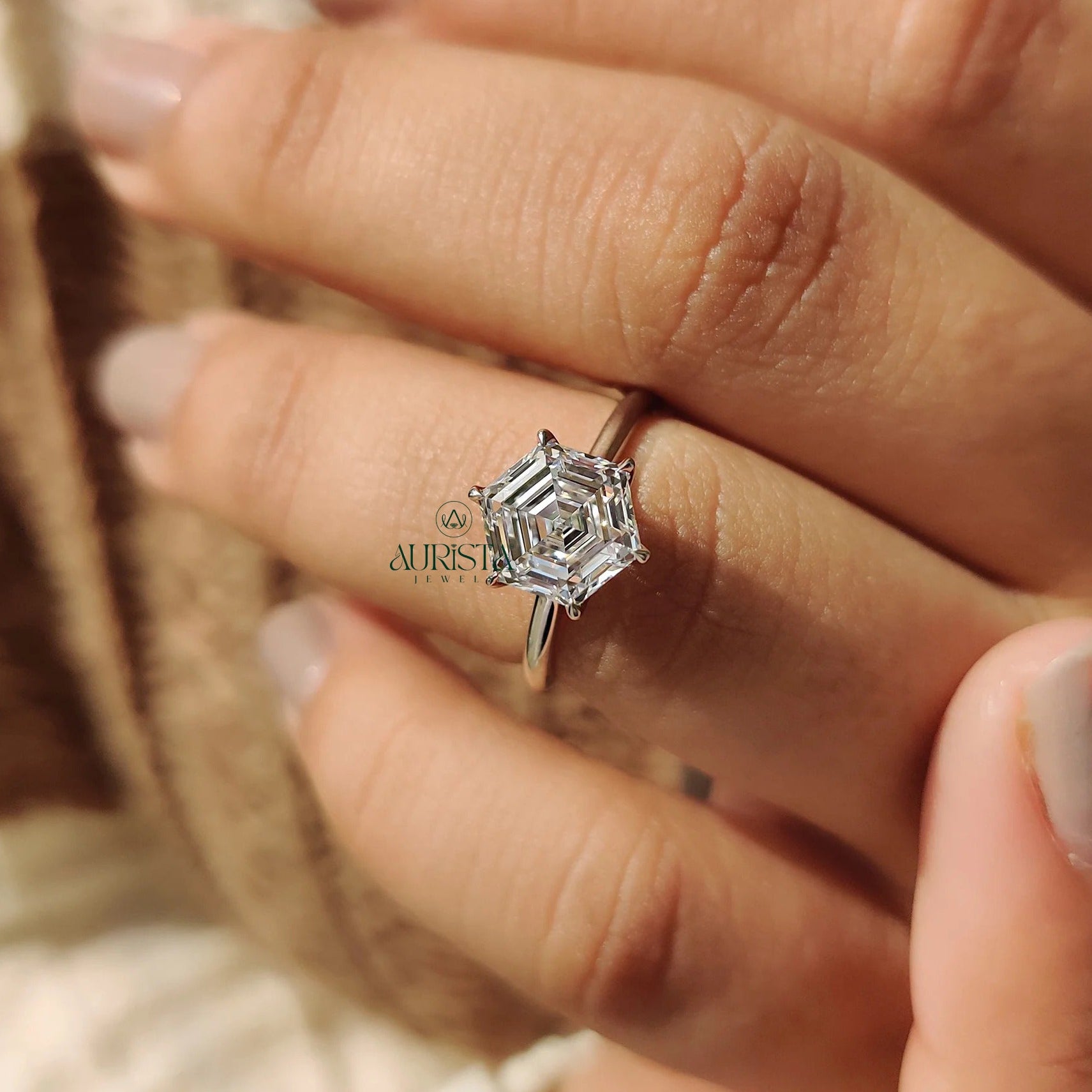 Rare Beauty Hexagon Solitaire Ring