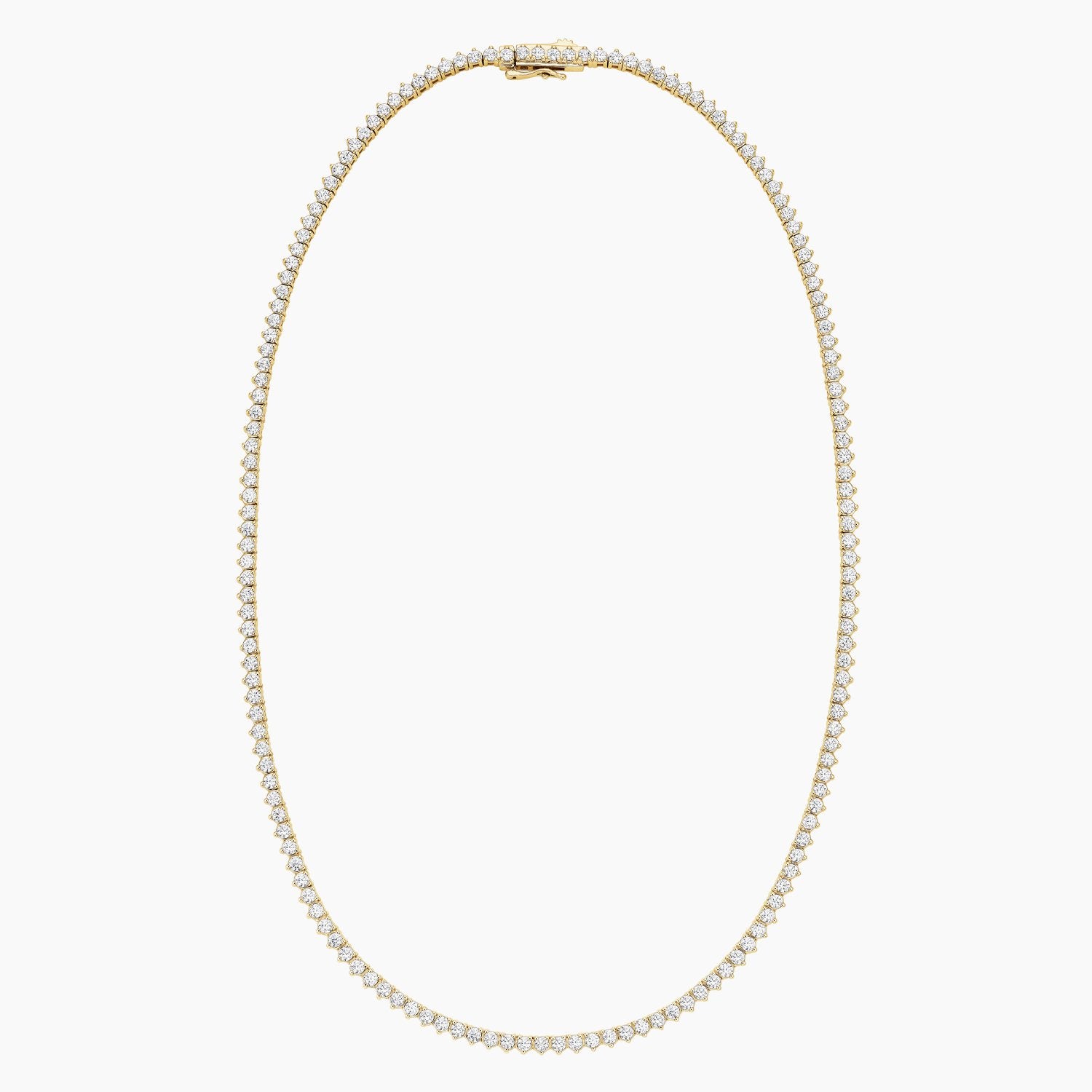 Round Cut Lab Grown Diamond Tennis Necklace Classic Gold Statement Jewelry Piece