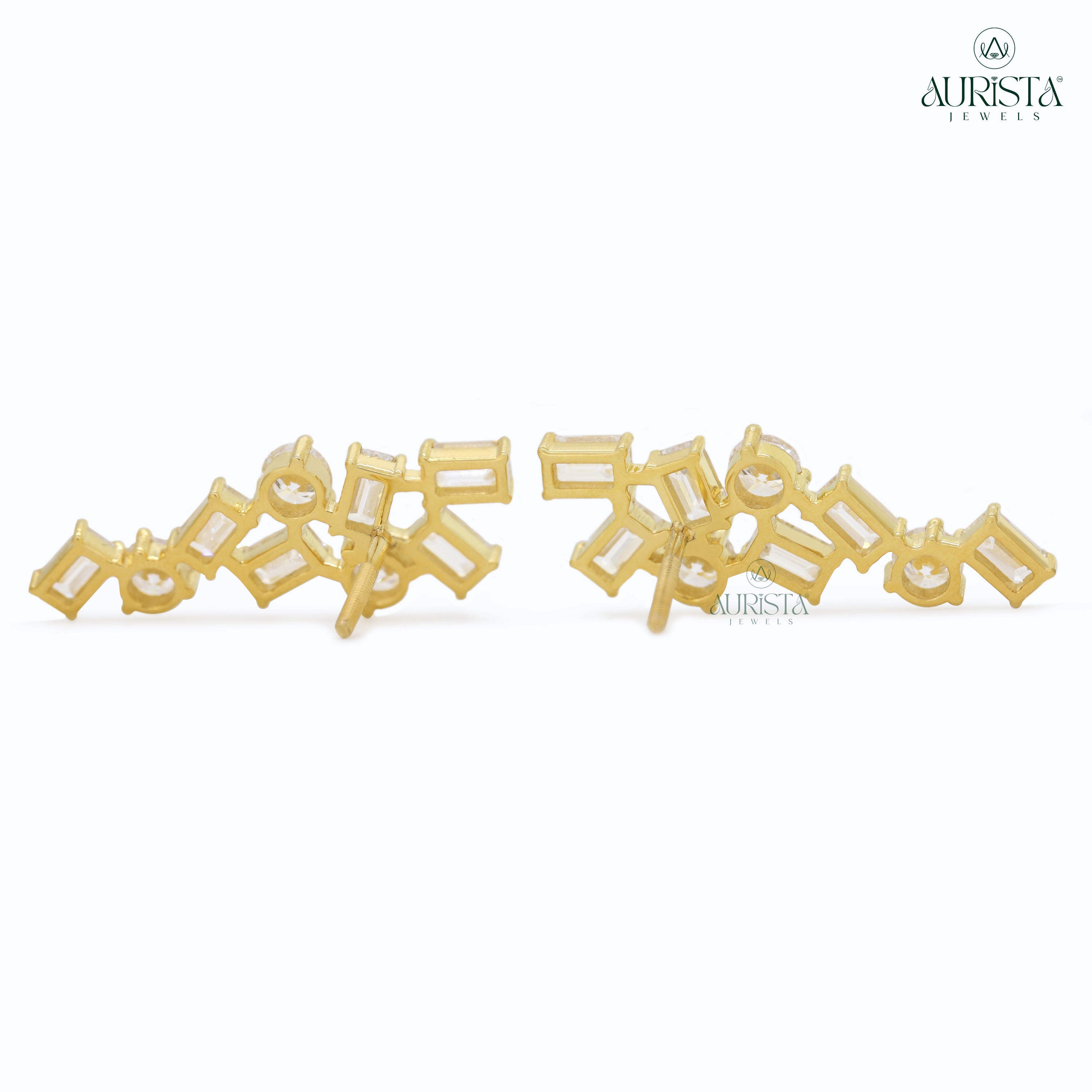 Crown Eternal – White Diamond Drop Earrings