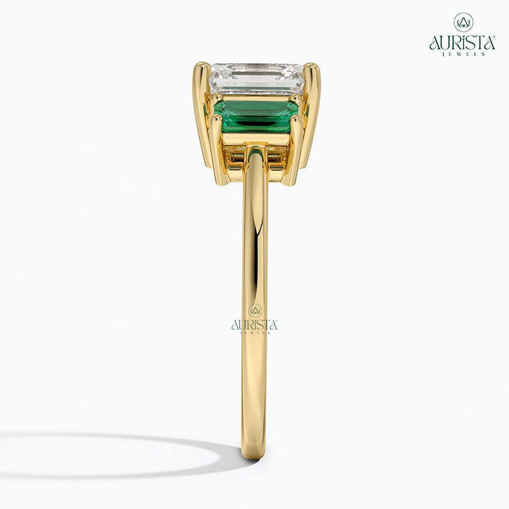 Hold Forever Yellow Gold Ring with Asscher Diamond