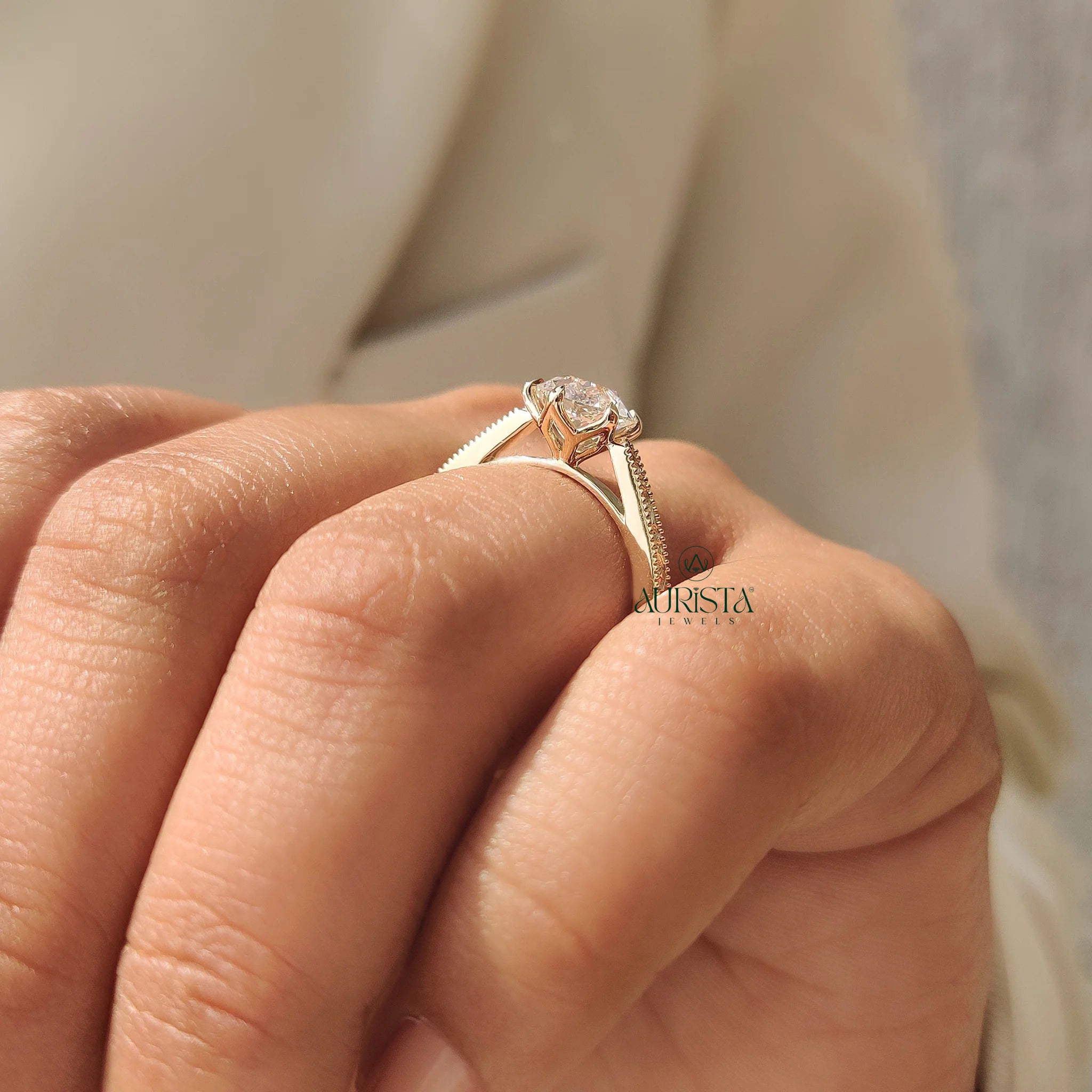 Classic European Cut Round Brilliant ring  Solitaire Diamond