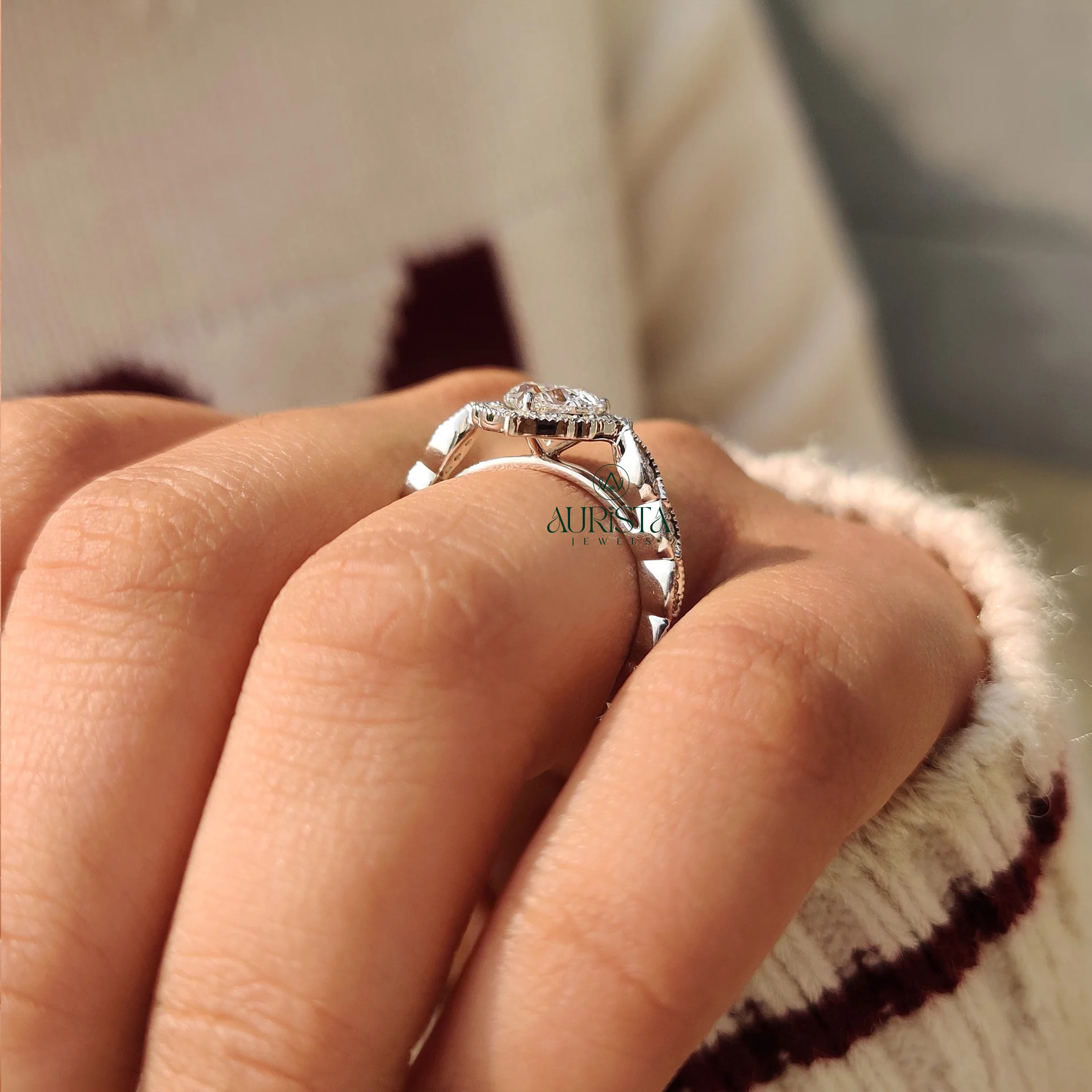 Forever Heart Shaped Diamond Solitaire  Ring Symbol of Love