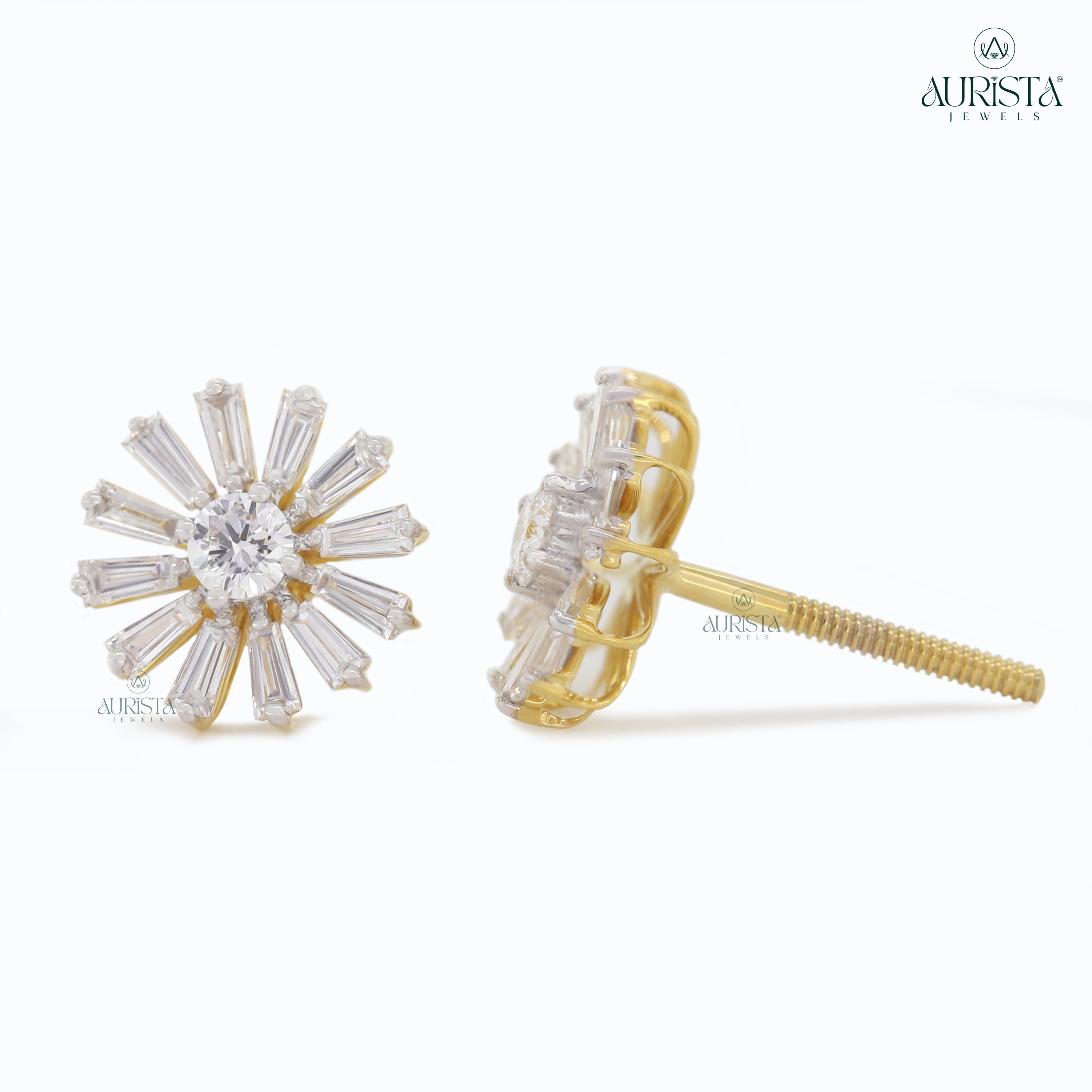 Pure Elegance – Yellow Gold Diamond Earrings