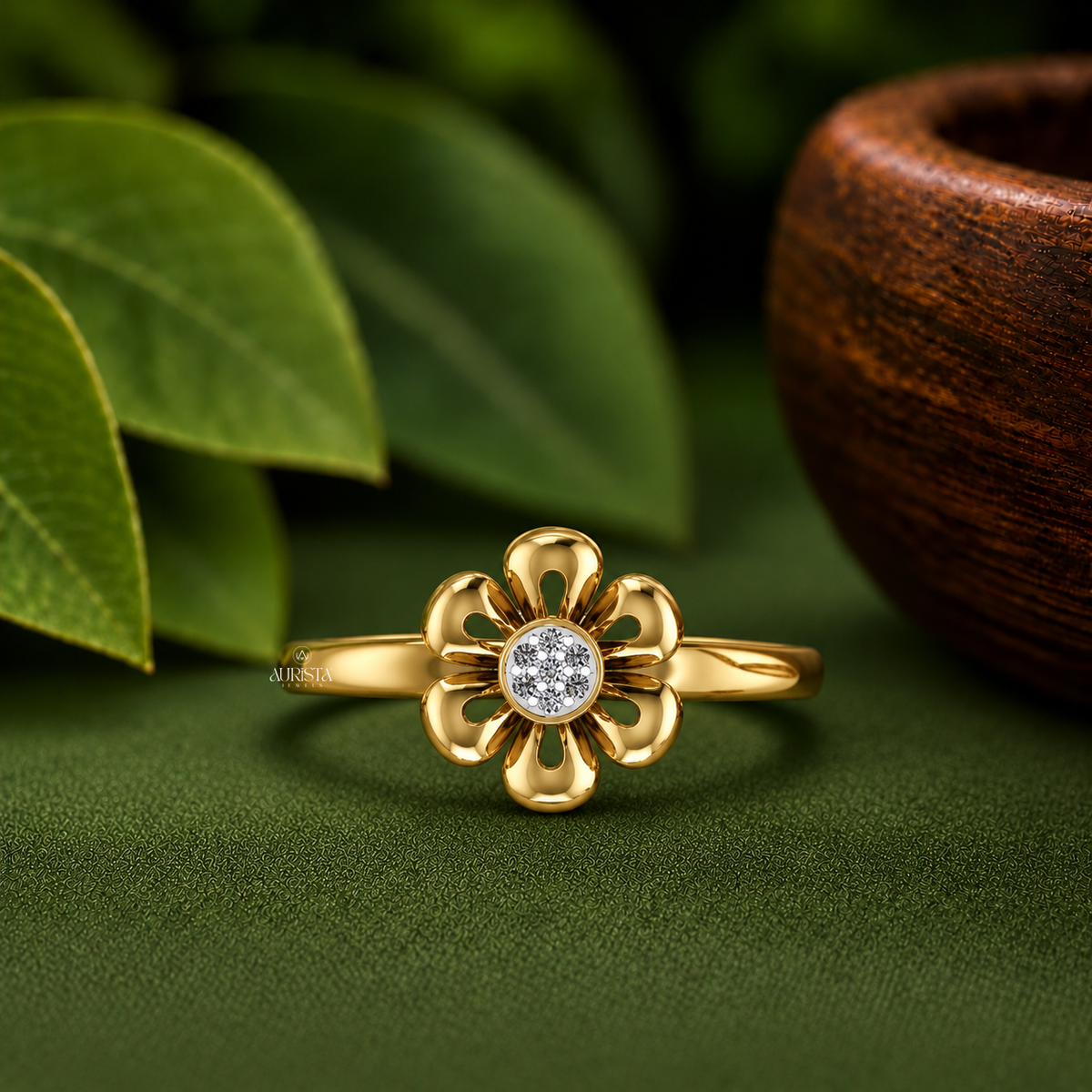 Floral Cluster Statement Ring Lab Grown in Diamond Gold Fine Jewelry