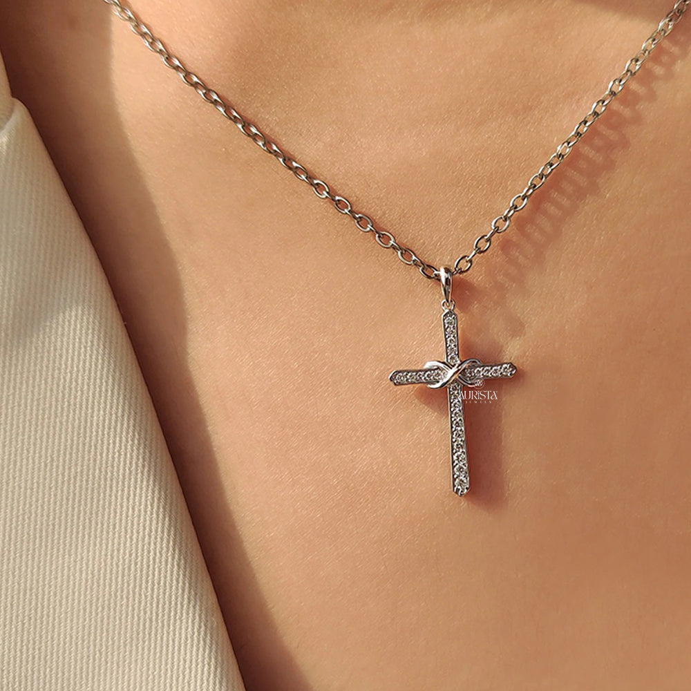 Radiant Grace Solitaire Pendant in White Gold