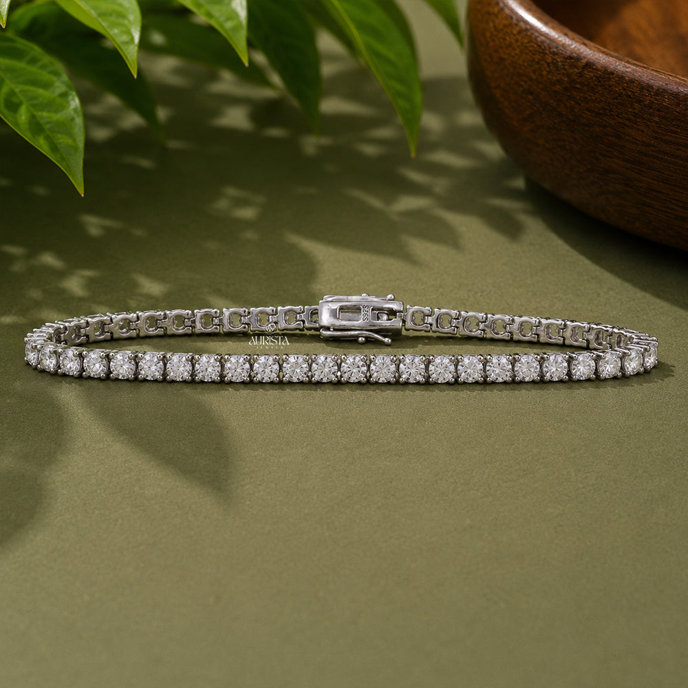 Moissanite Round Tennis Bracelet, Luxury Wedding Jewelry, Bridal Diamond Alternative