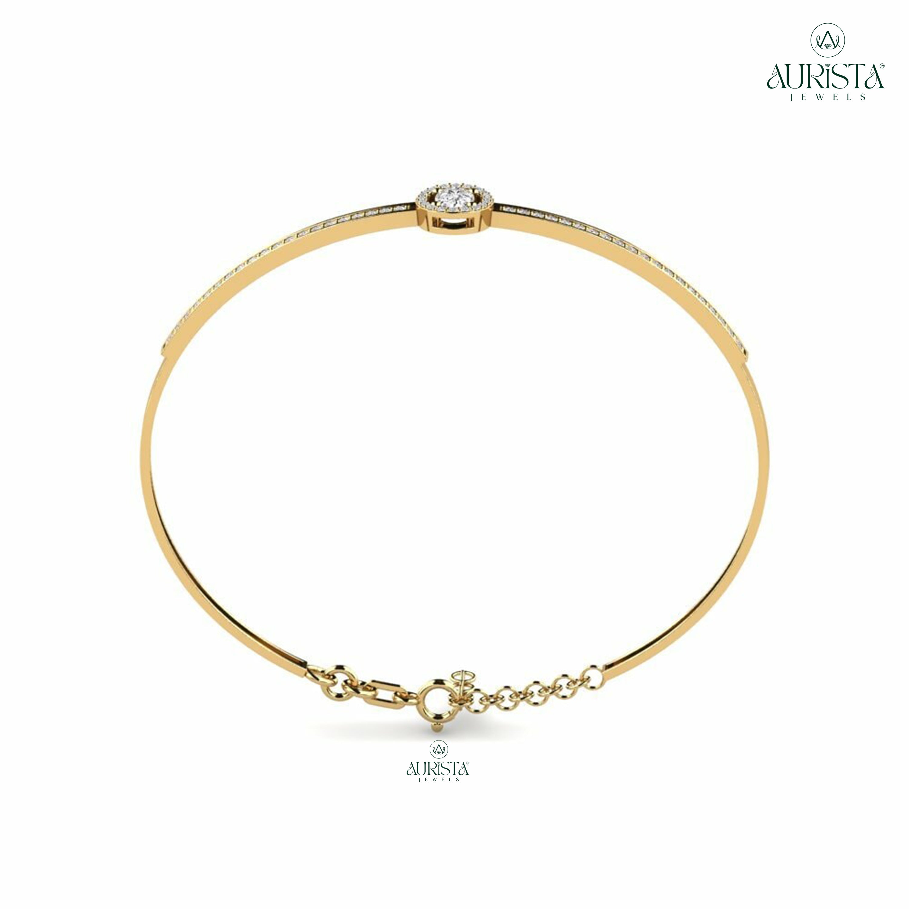 Oval Moissanite Diamond Halo Bangle Bracelet Elegant Statement Piece for Daily Wear