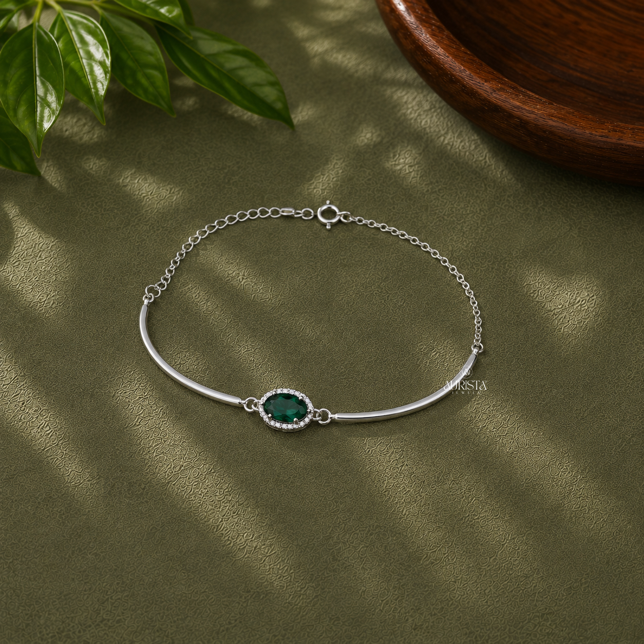 Lab Grown in Diamond Emerald Oval Halo Bracelet Tennis Bracelet Dainty Jewelry