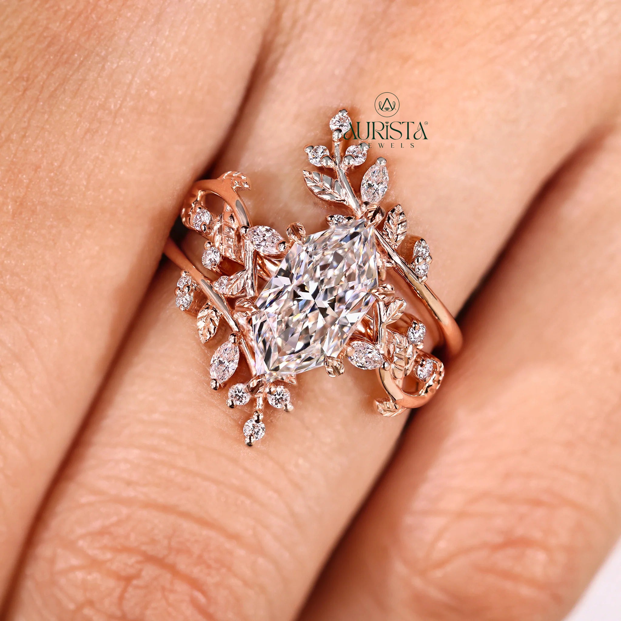 Elven Marquise Diamond Enchanted Twig Bridal Set