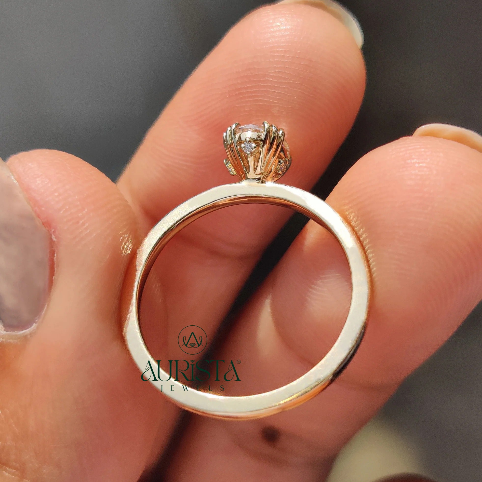 The Empress Oval Solitaire And Multi Prong Gold Ring