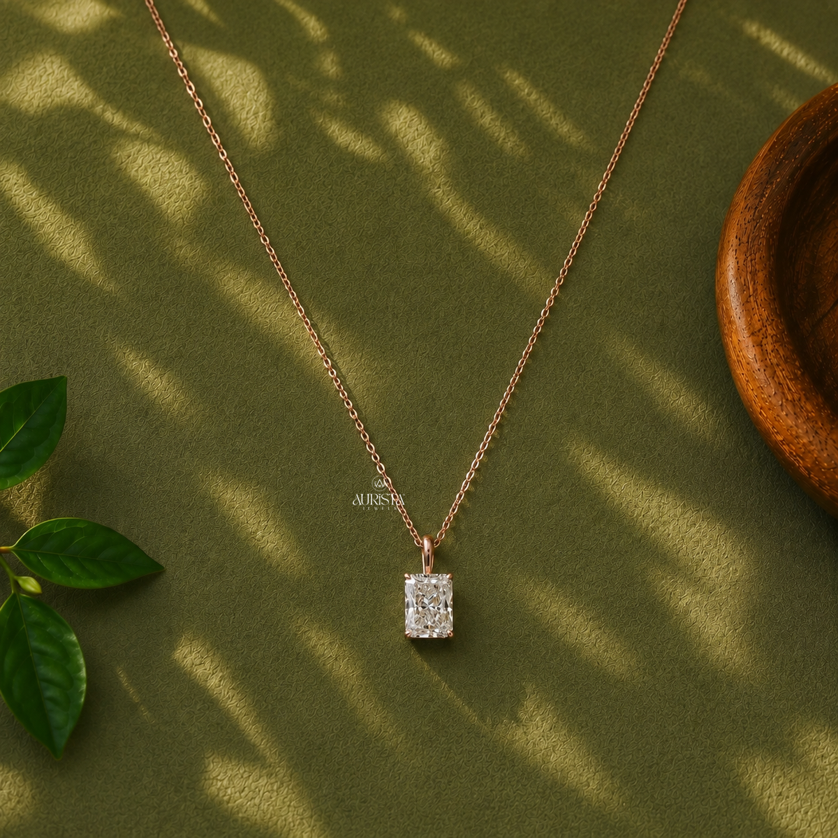Radiant Cut Solitaire Pendant Lab Grown in Diamond Necklace Chic