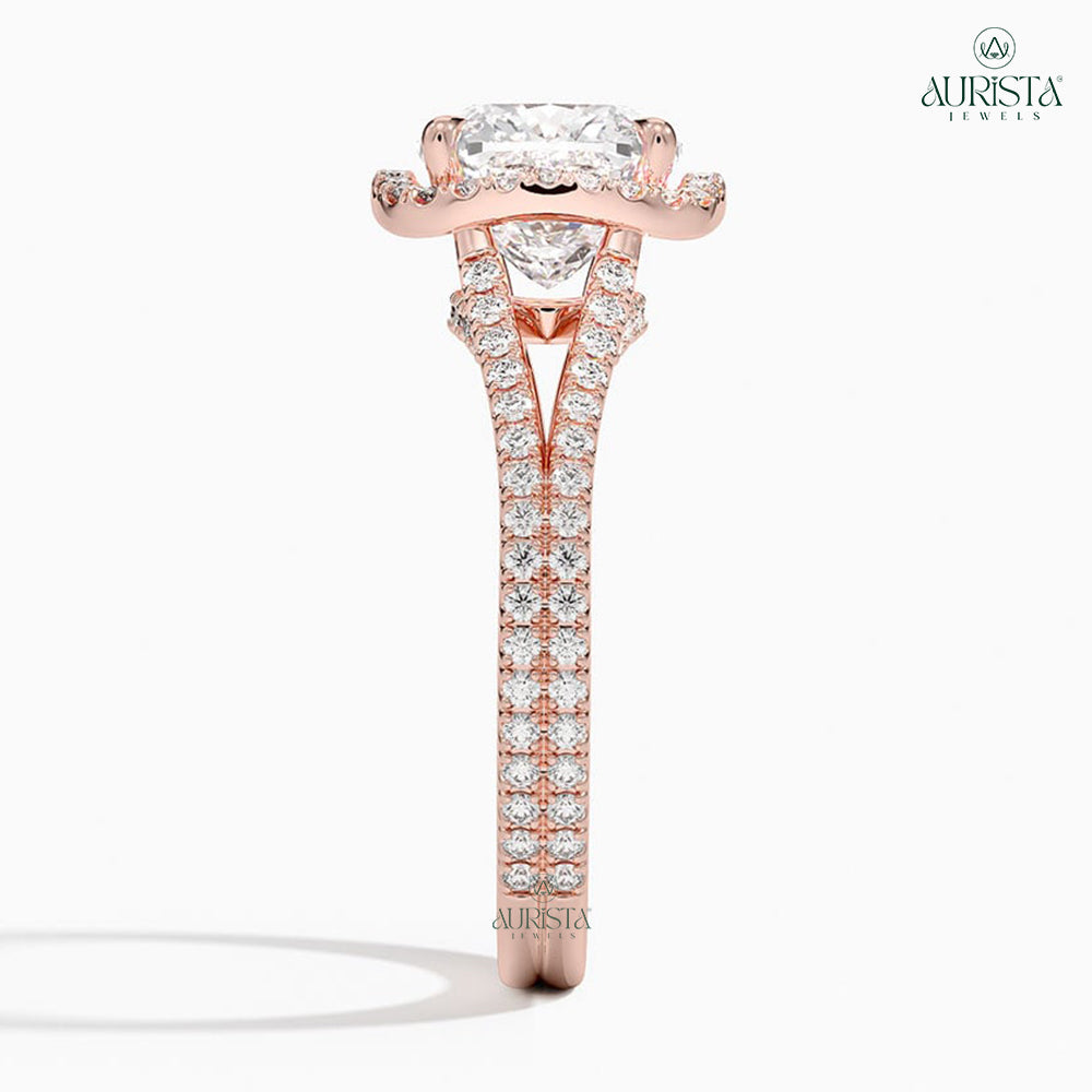 Eternal Touch Rose Gold Ring with Cushion Diamond