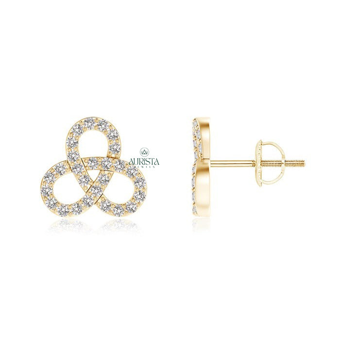 Sparkling Natural Diamond Trinity Knot Stud Earrings