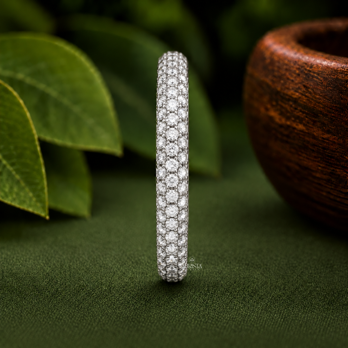 Round Cut Lab Grown Diamond Eternity Band, Multi-Row Stackable Wedding Ring