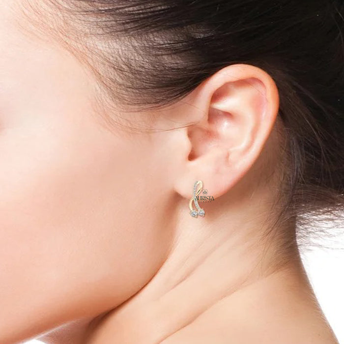 Elegant Twist Dual Diamond Drop Earrings