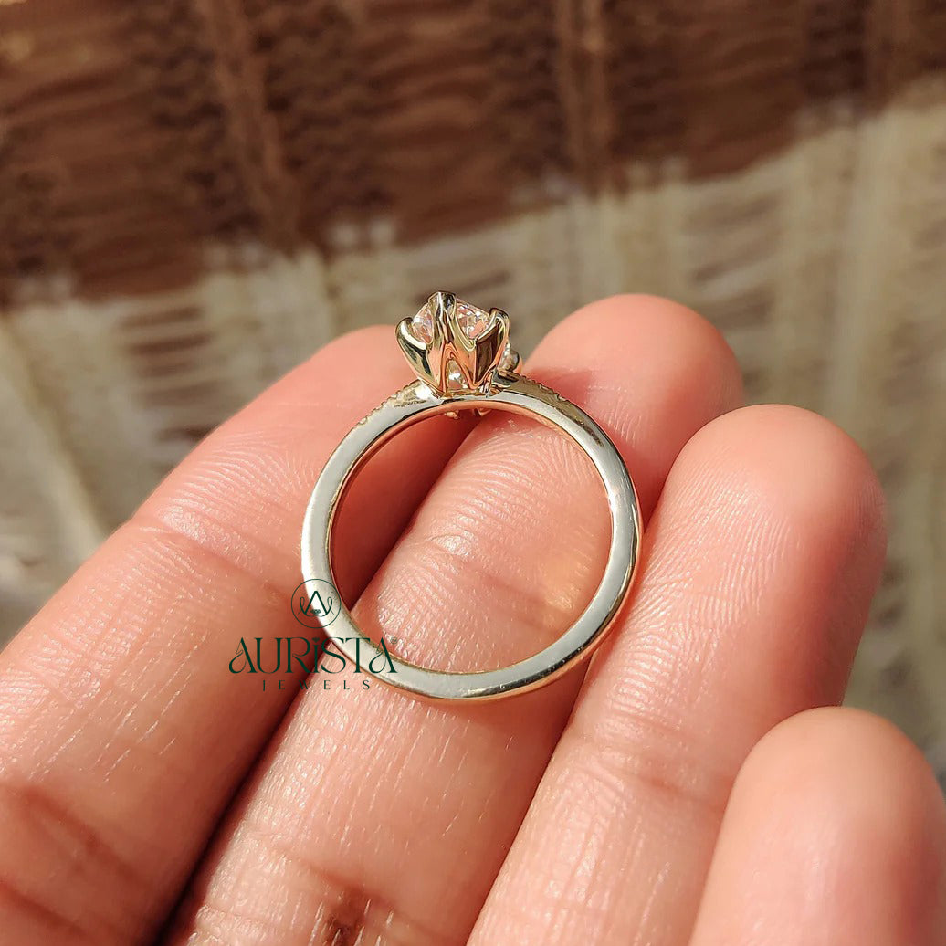 Marquise Cut Diamond Ring with Pave Side Stones