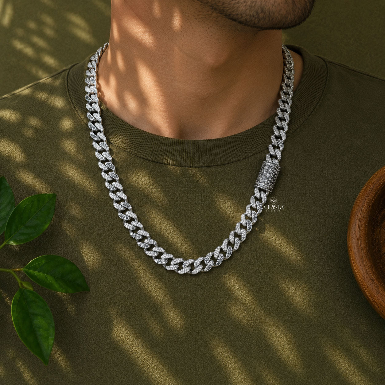Iced Out Two Tone Black White Moissanite Cuban Link Chain Hip Hop chain For