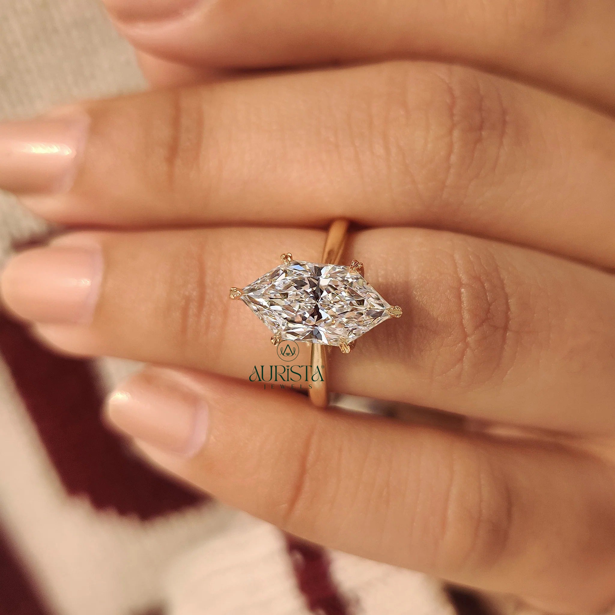 Dutch Marquise Cut Diamond Ring with Hidden Halo