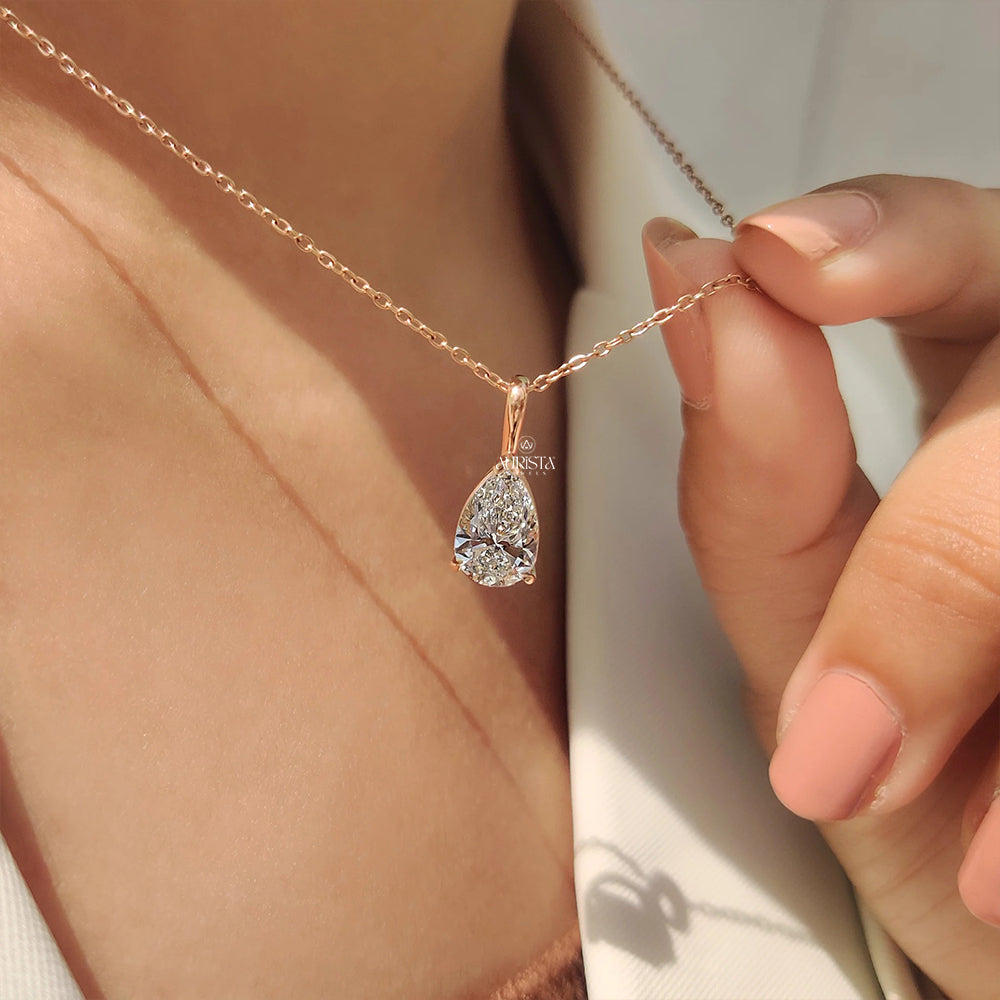 Dazzling Glow Pear Diamond Pendant in Rose Gold