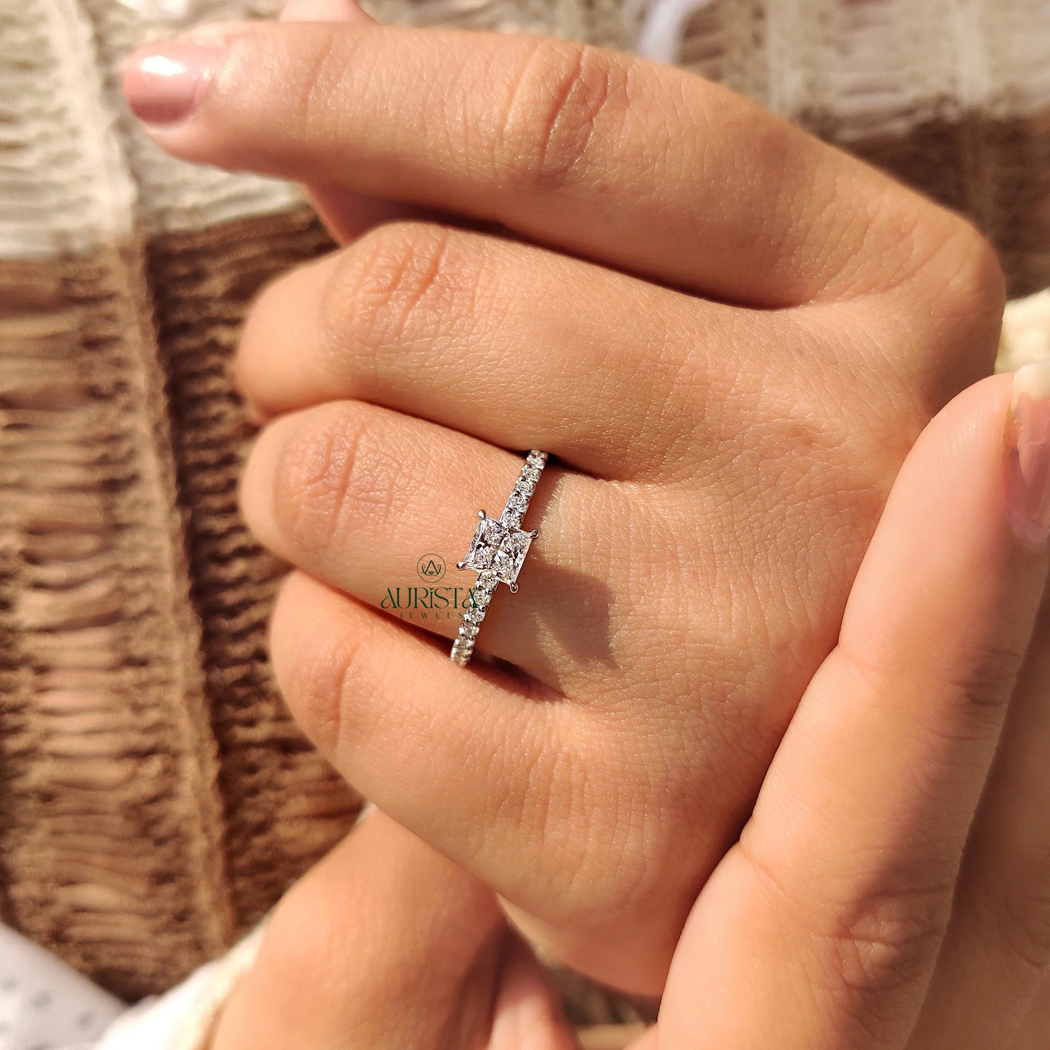 Royal Spark Princess Cut Pave Diamond Ring